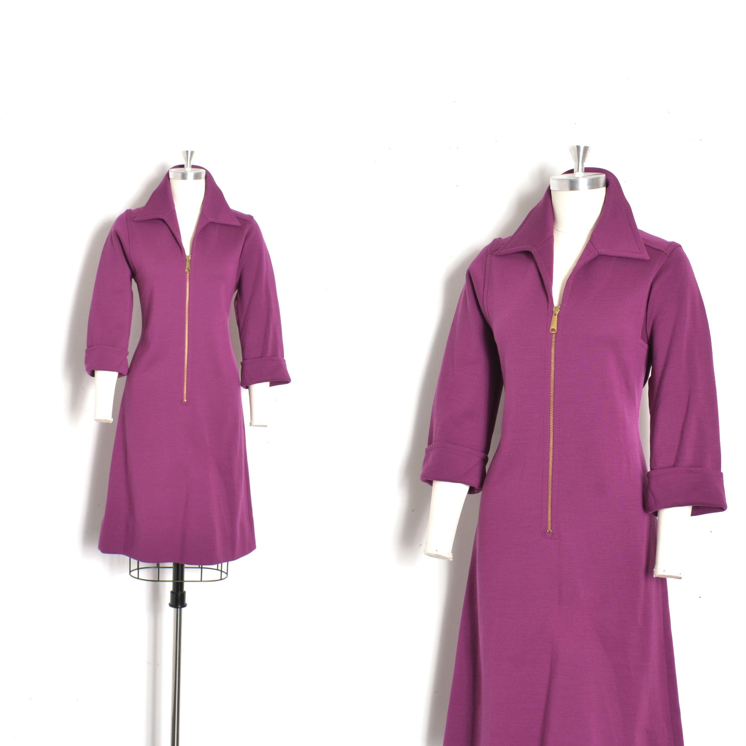1960s Kimberly Purple Knit Dress-medium
