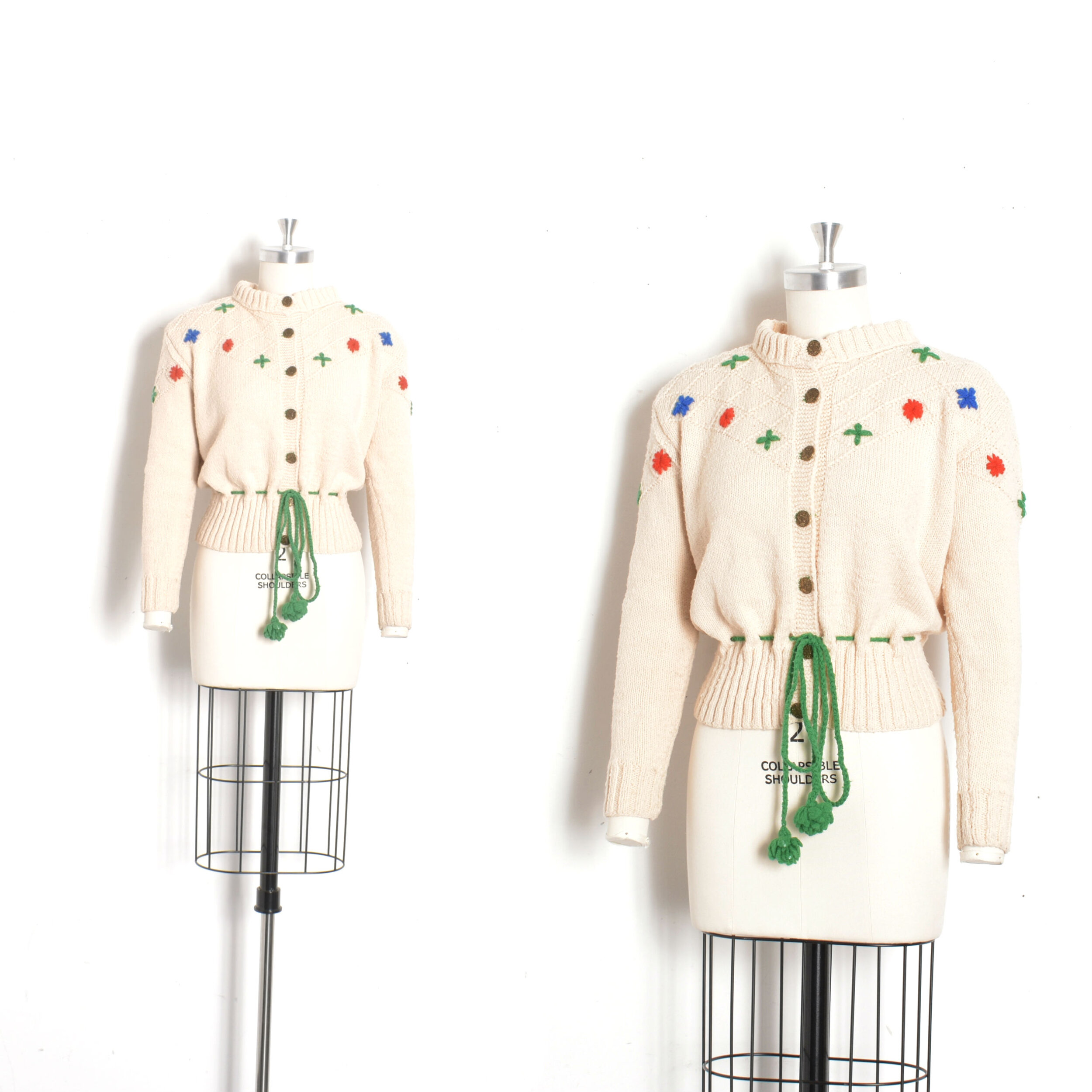 1960s Floral Drawstring Sweater-S/M