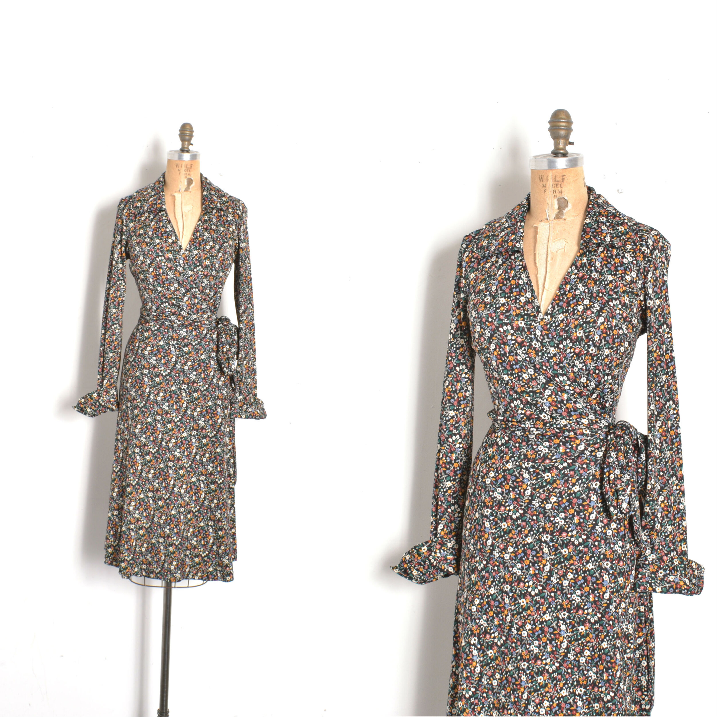1970s Huk-a-Poo Tiny Floral Wrap Dress-S/M