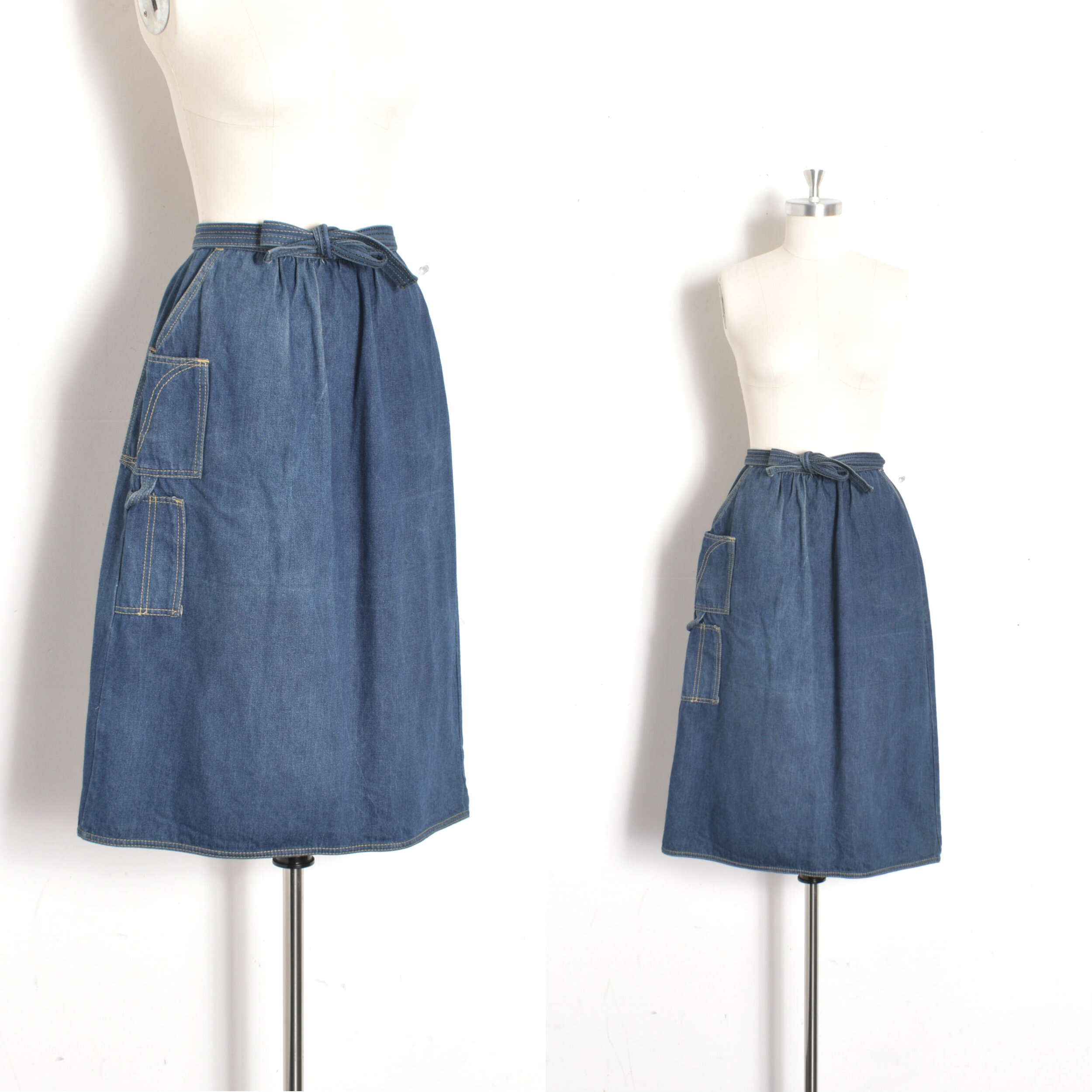 1980s Denim Wrap Skirt-XS/S