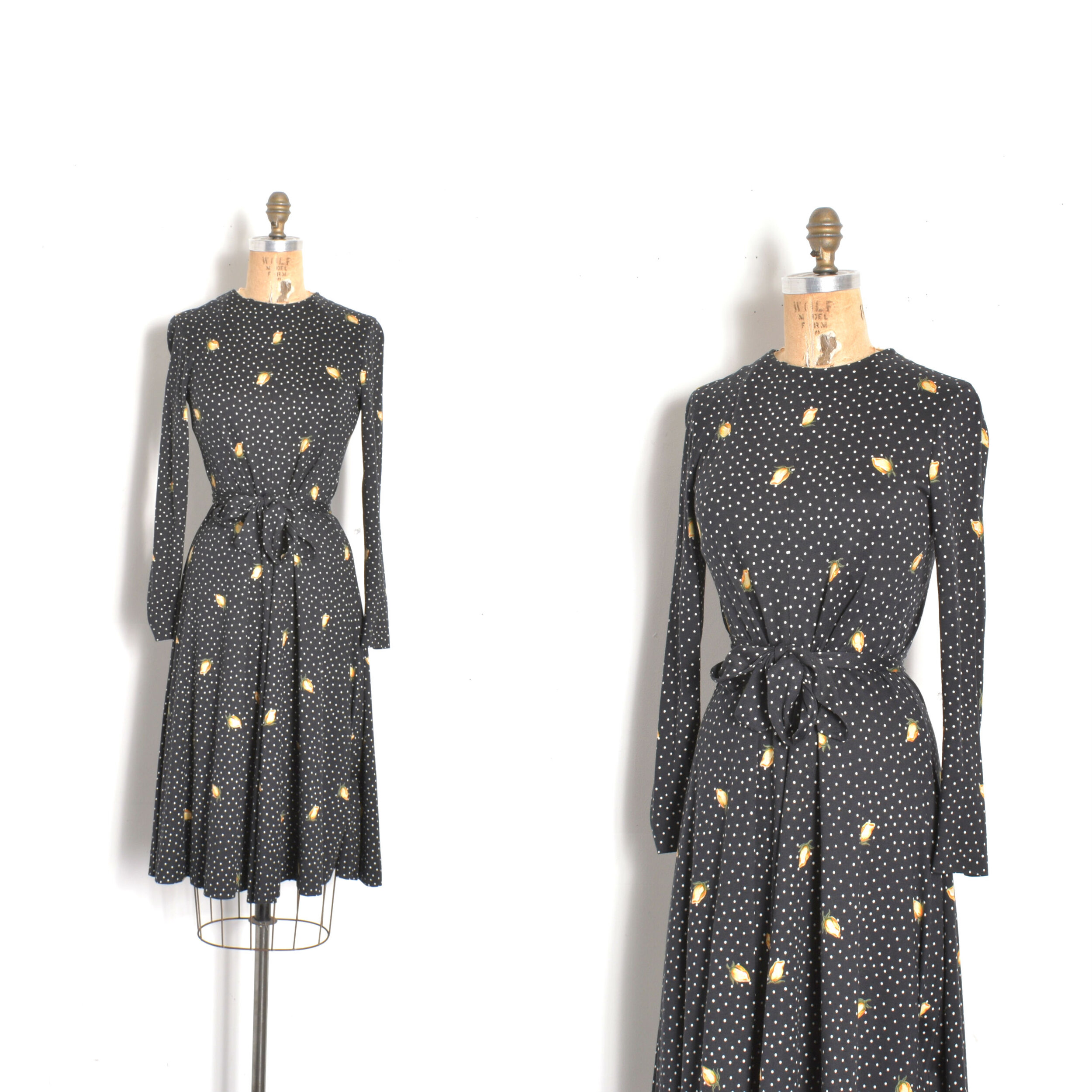 1970s Diane von Furstenberg Floral and Polka Dot Dress-XS/S
