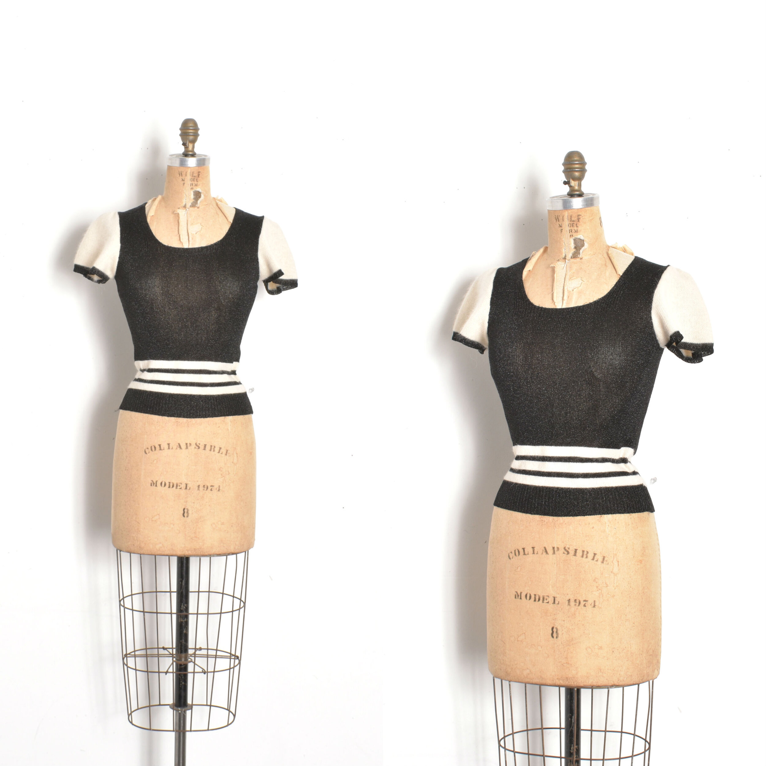 1970s Arpeja Black and White Angora Sweater-XS/S