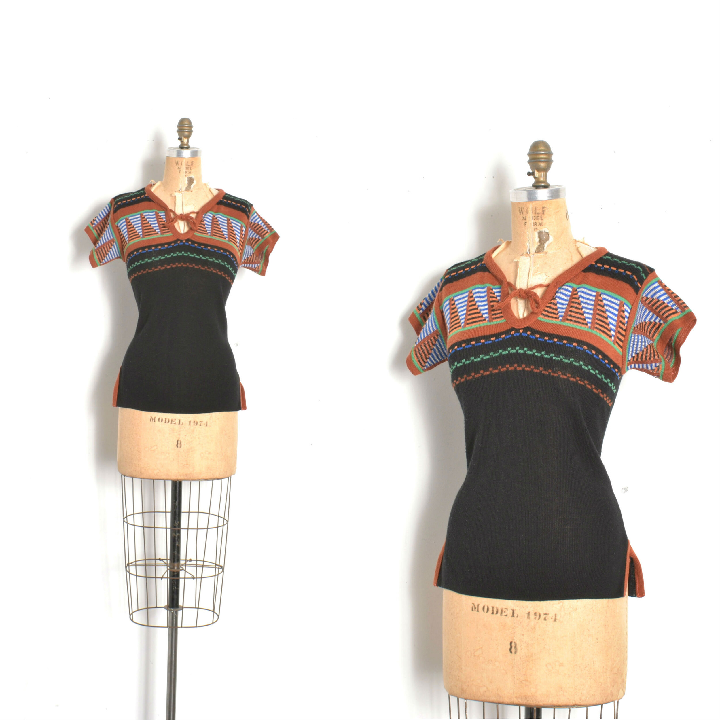 1970s Novelty Knit Sweater-XS/S