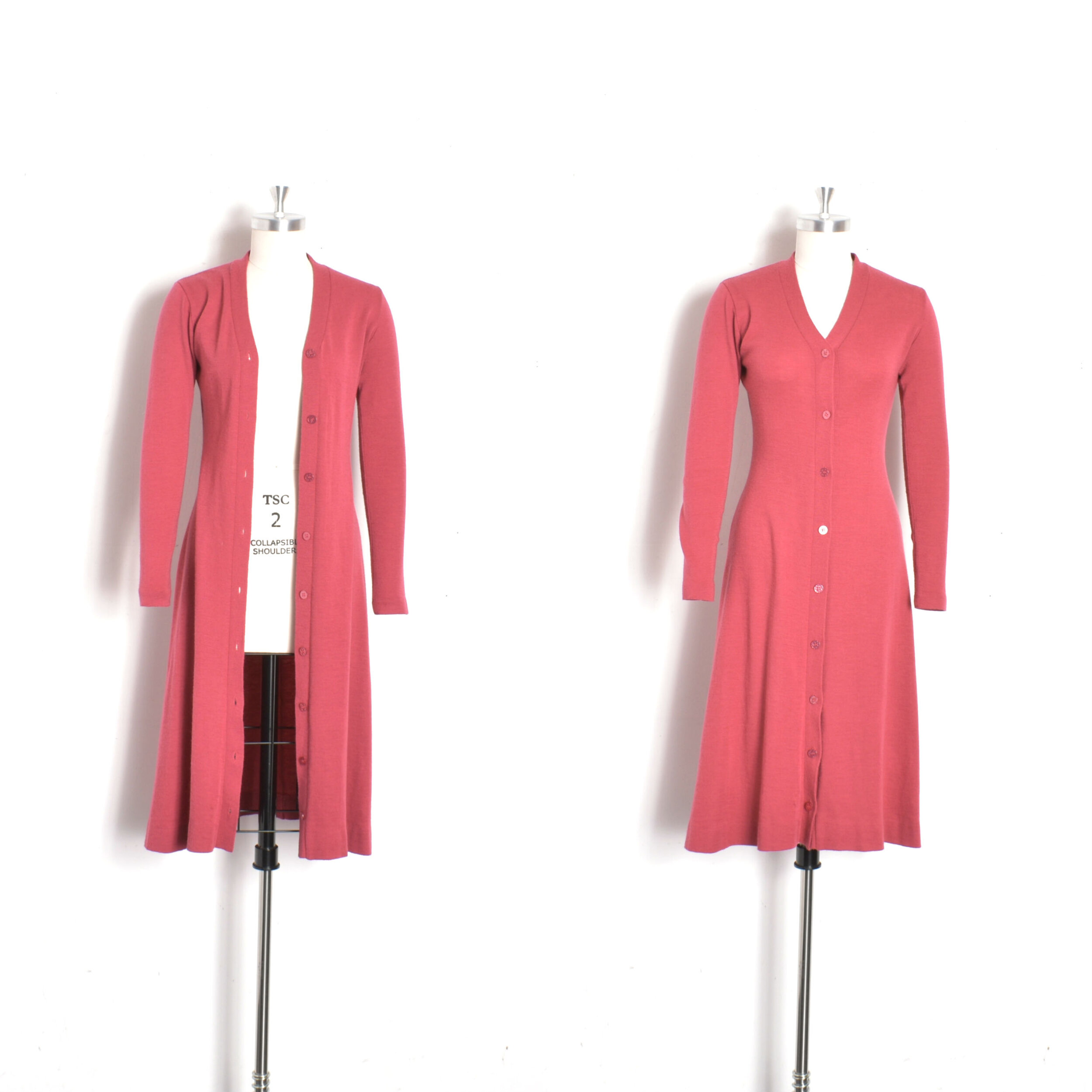 1970s Clovis Ruffin Knit Cardigan Dress-small