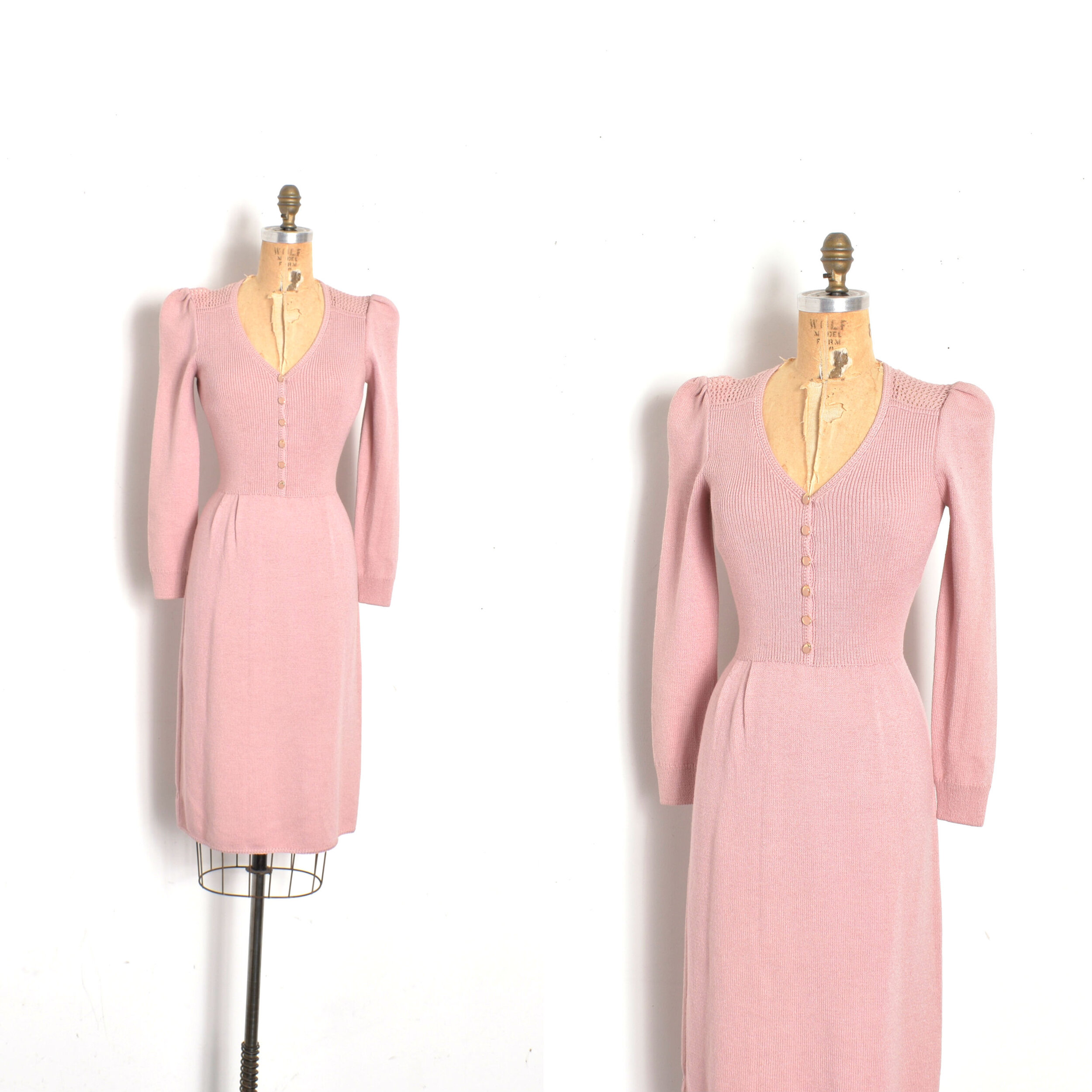 1980s St. John Pink Santana Knit Dress-S/M La Poubelle Vintage 1980s St. John Pink Santana Knit Dress-S/M La Poubelle Vintage