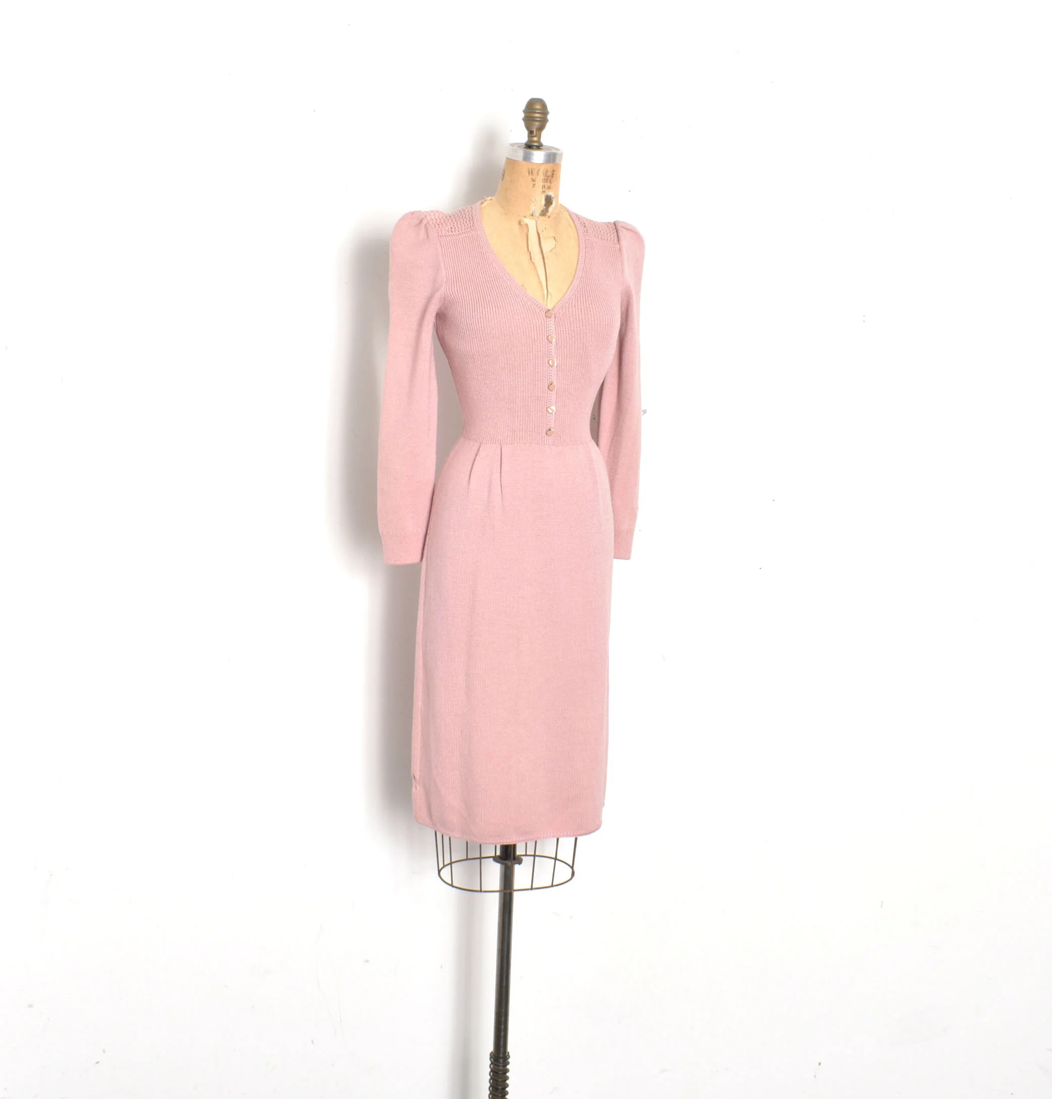 1980s St. John Pink Santana Knit Dress-S/M  La Poubelle Vintage