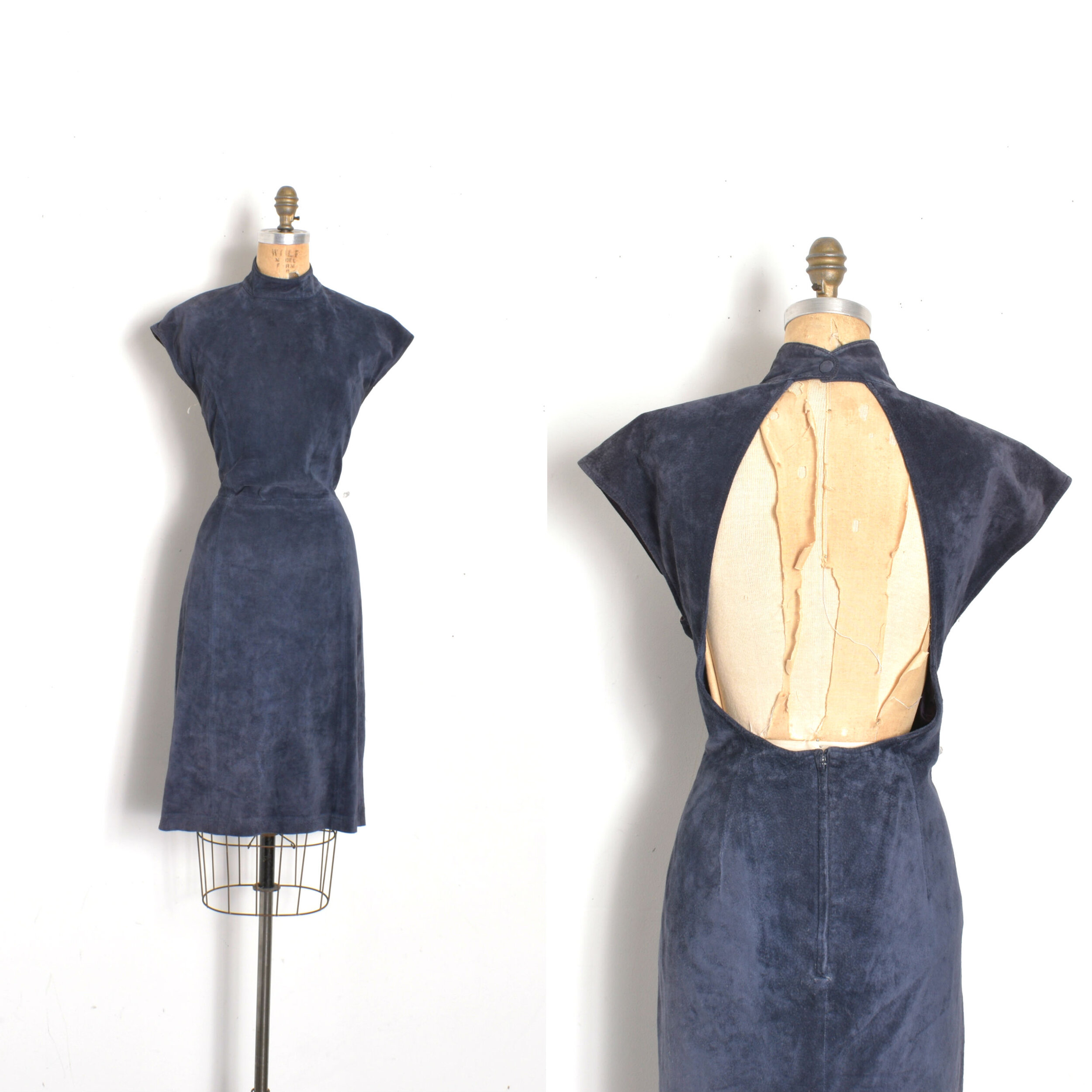 1980s Backless Suede Dress-large