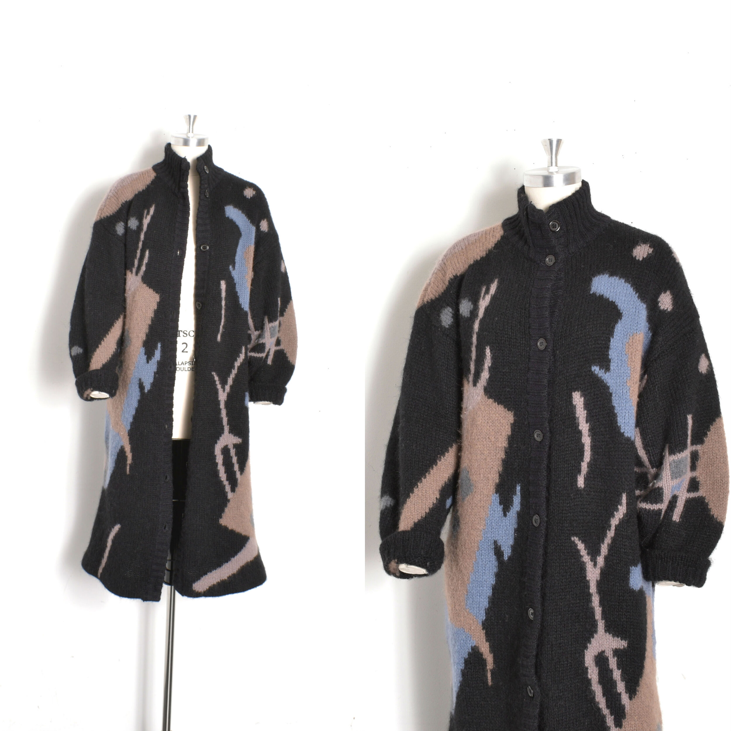 1980s Abstract Print Sweater Coat-S/M/L