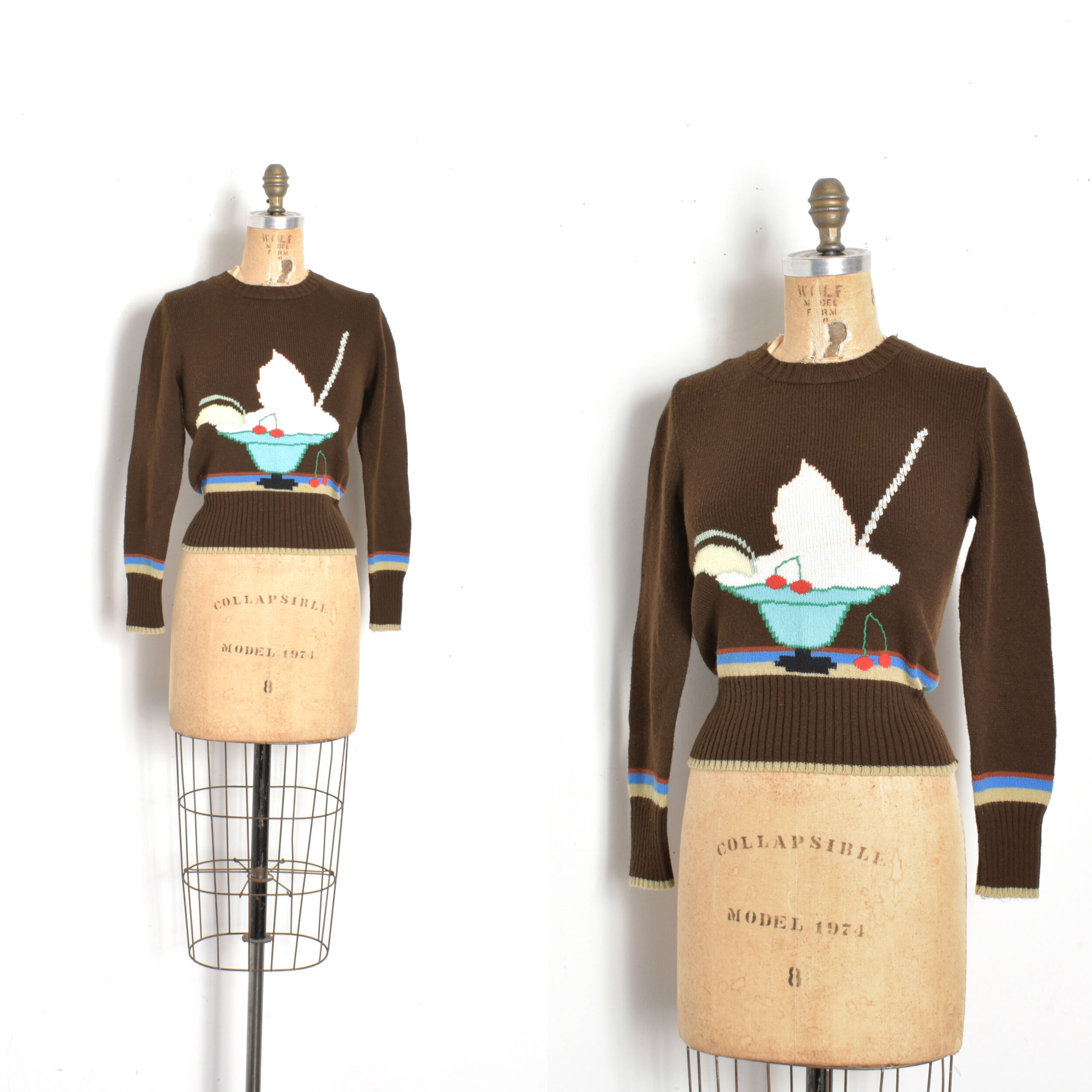 1970s Ice Cream Sundae Sweater-XS/S