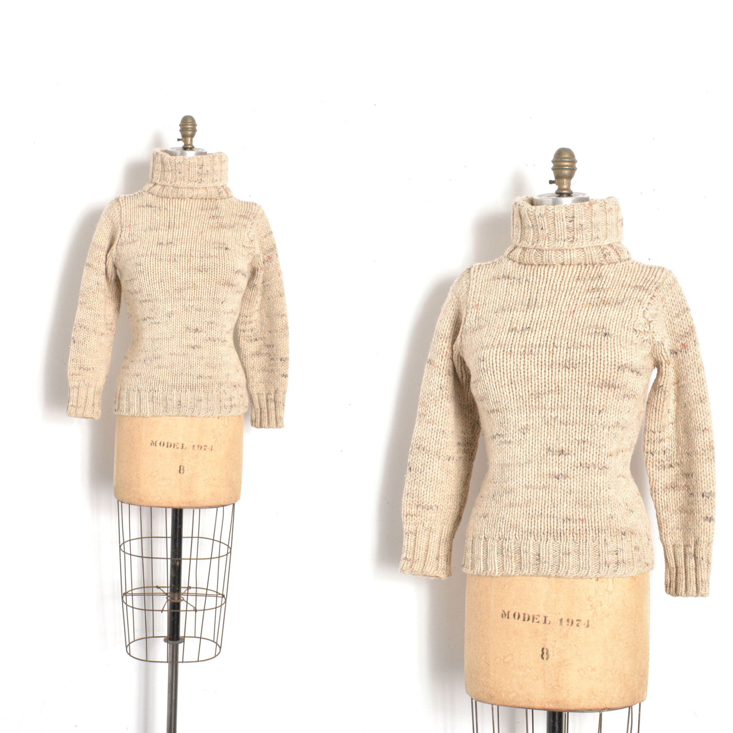 1980s Oatmeal Wool Turtleneck-small