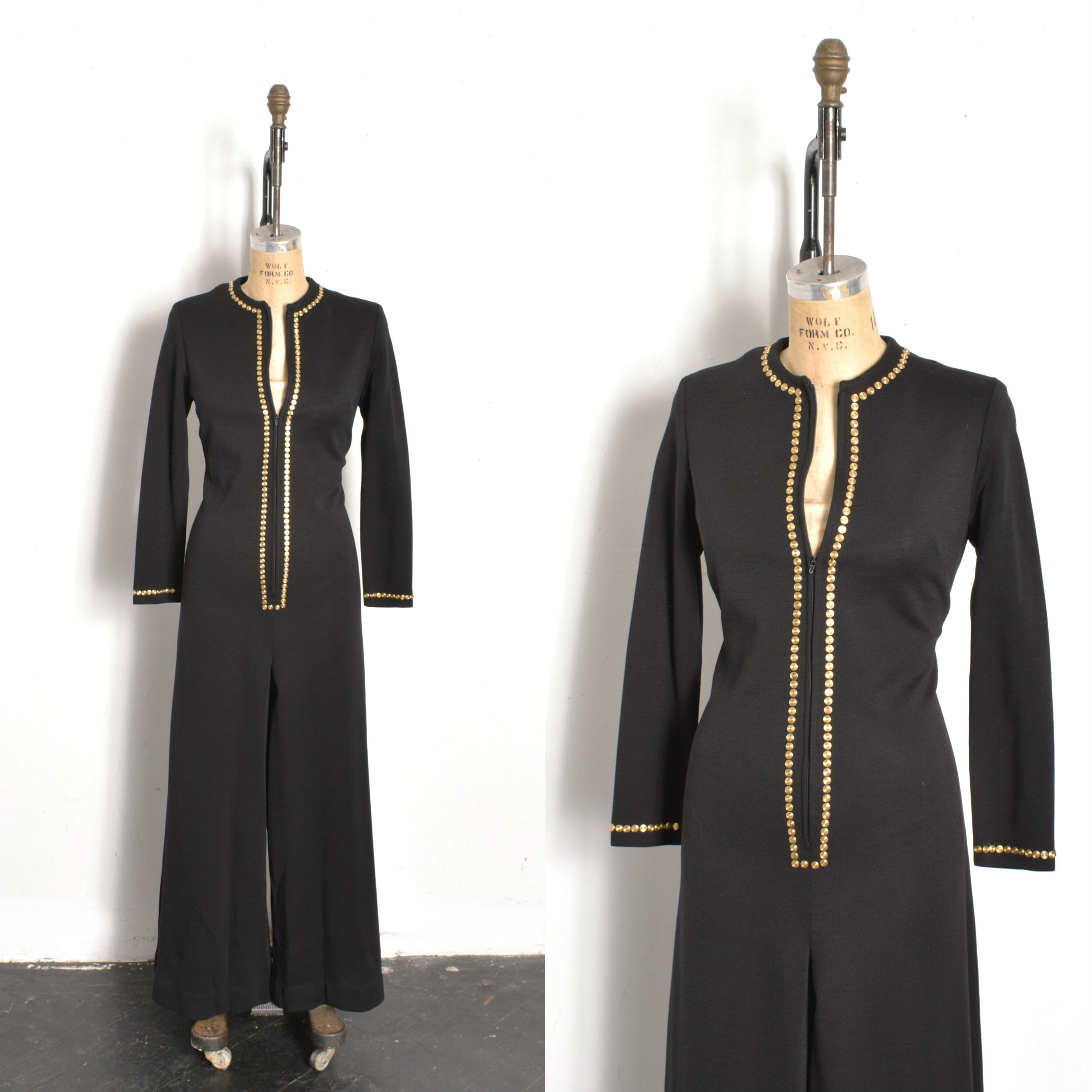 1970s Studded Knit Jumpsuit-medium