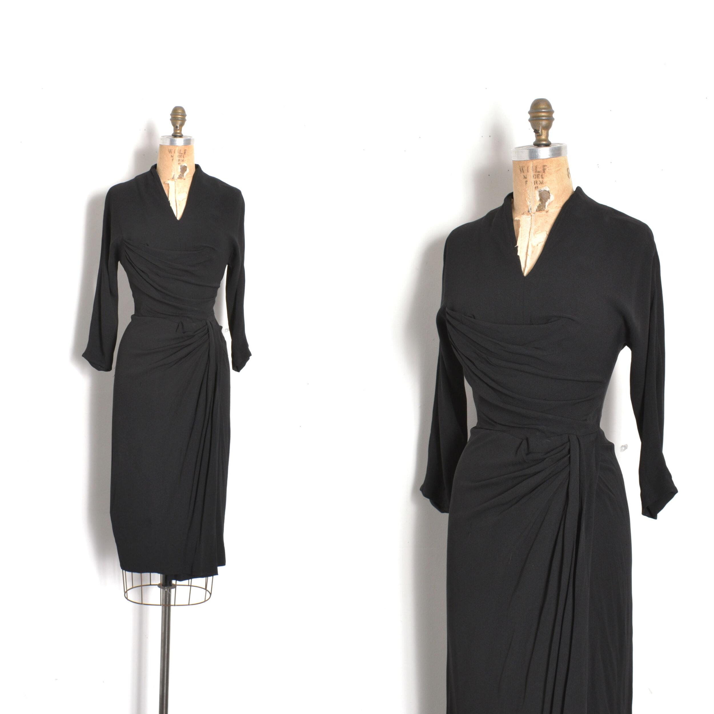 1940s Dorothy O'Hara Draped Rayon Dress-XS
