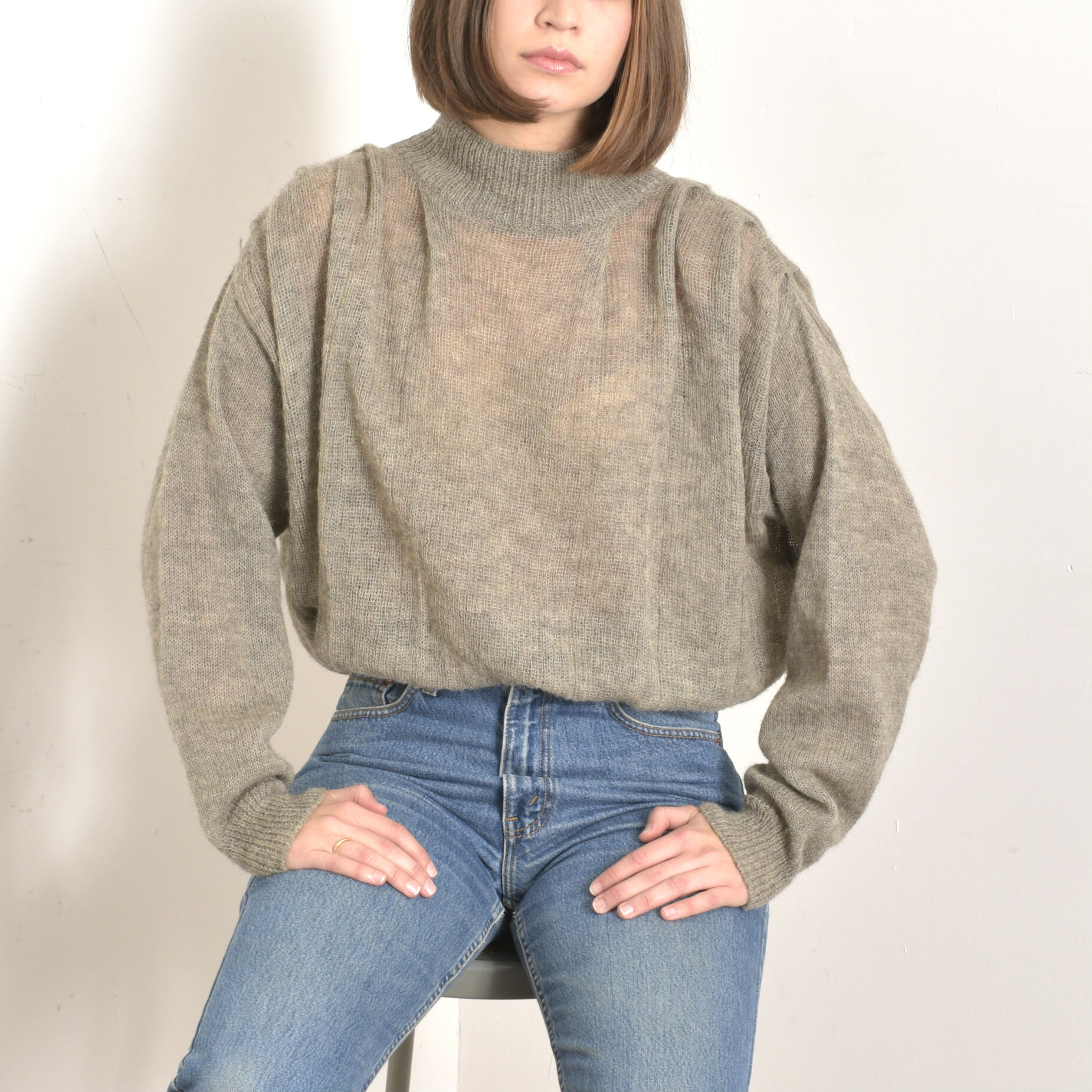 1980s Slouchy Gray Wool Sweater-S/M/L