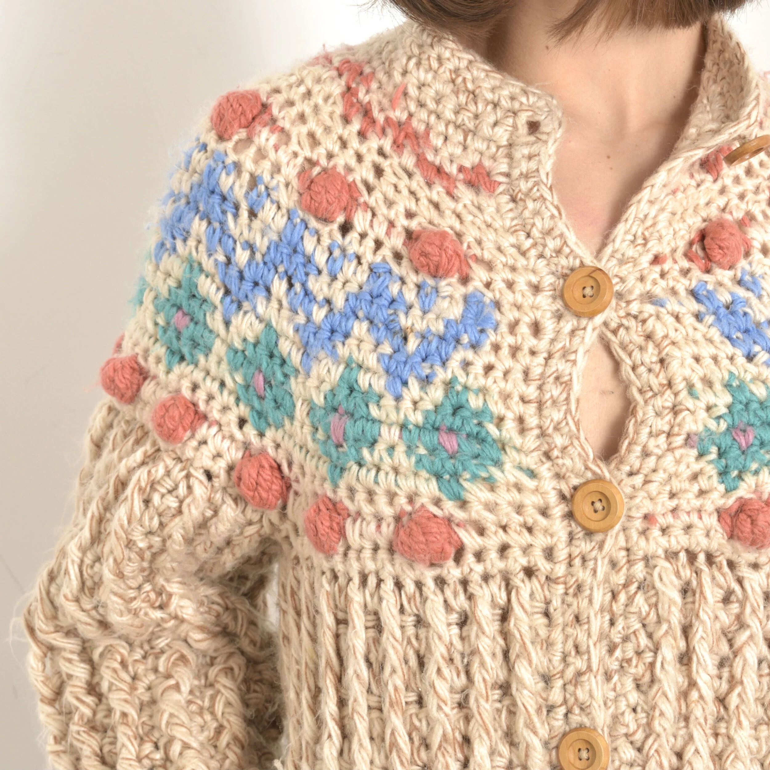 1980s Chunky Knit Cardigan-S/M — La Poubelle Vintage