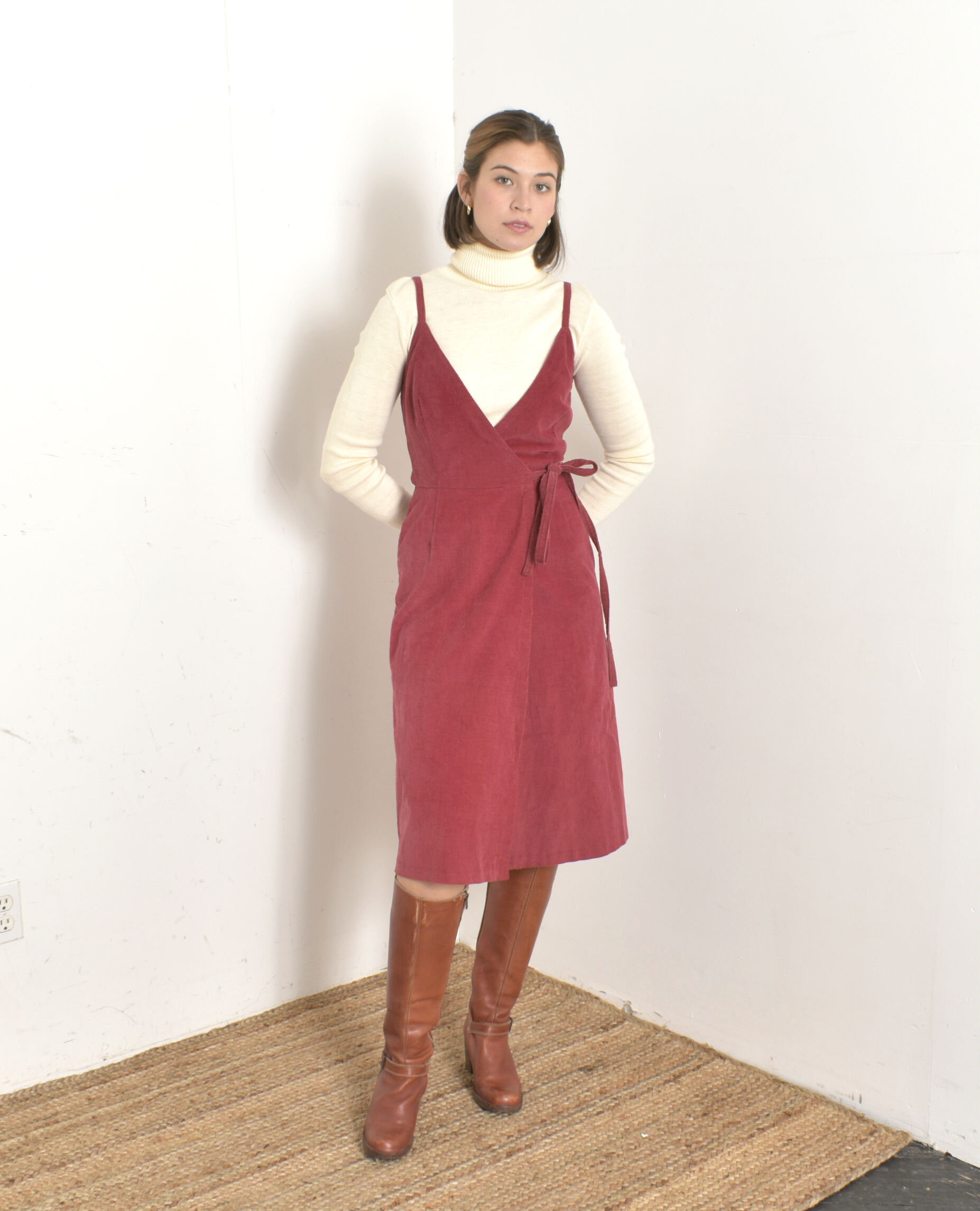 1970s Corduroy Wrap Dress-XS/S