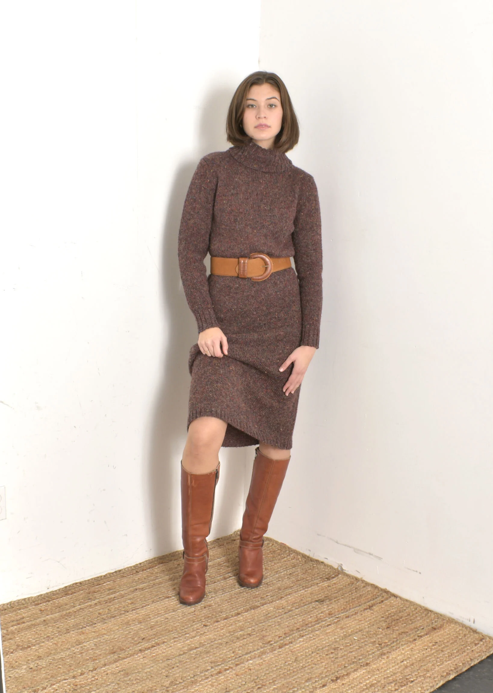 1980s Speckled Wool Sweater Dress-small  La Poubelle Vintage