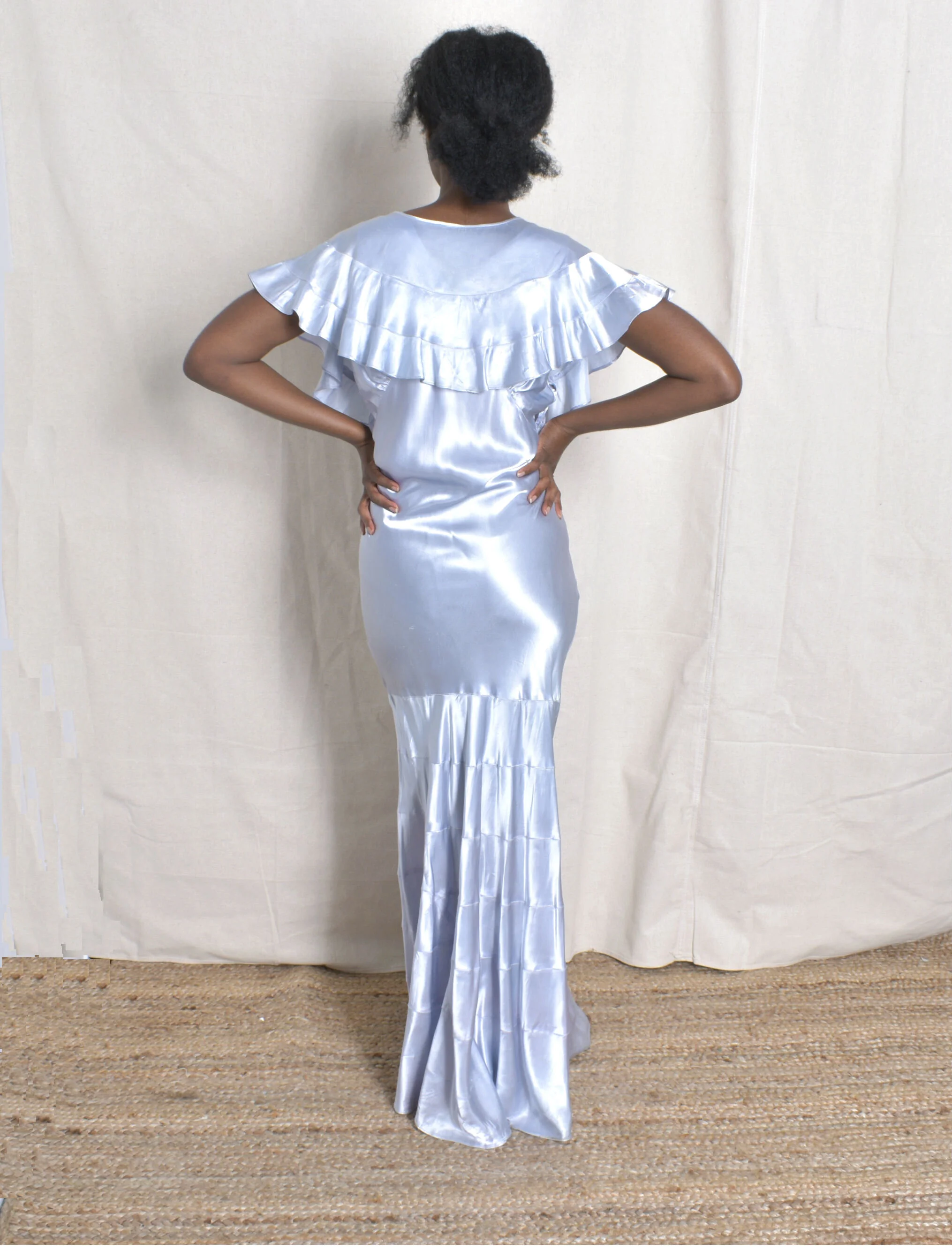 1930s Liquid Satin Gown and Capelet-medium  La Poubelle Vintage