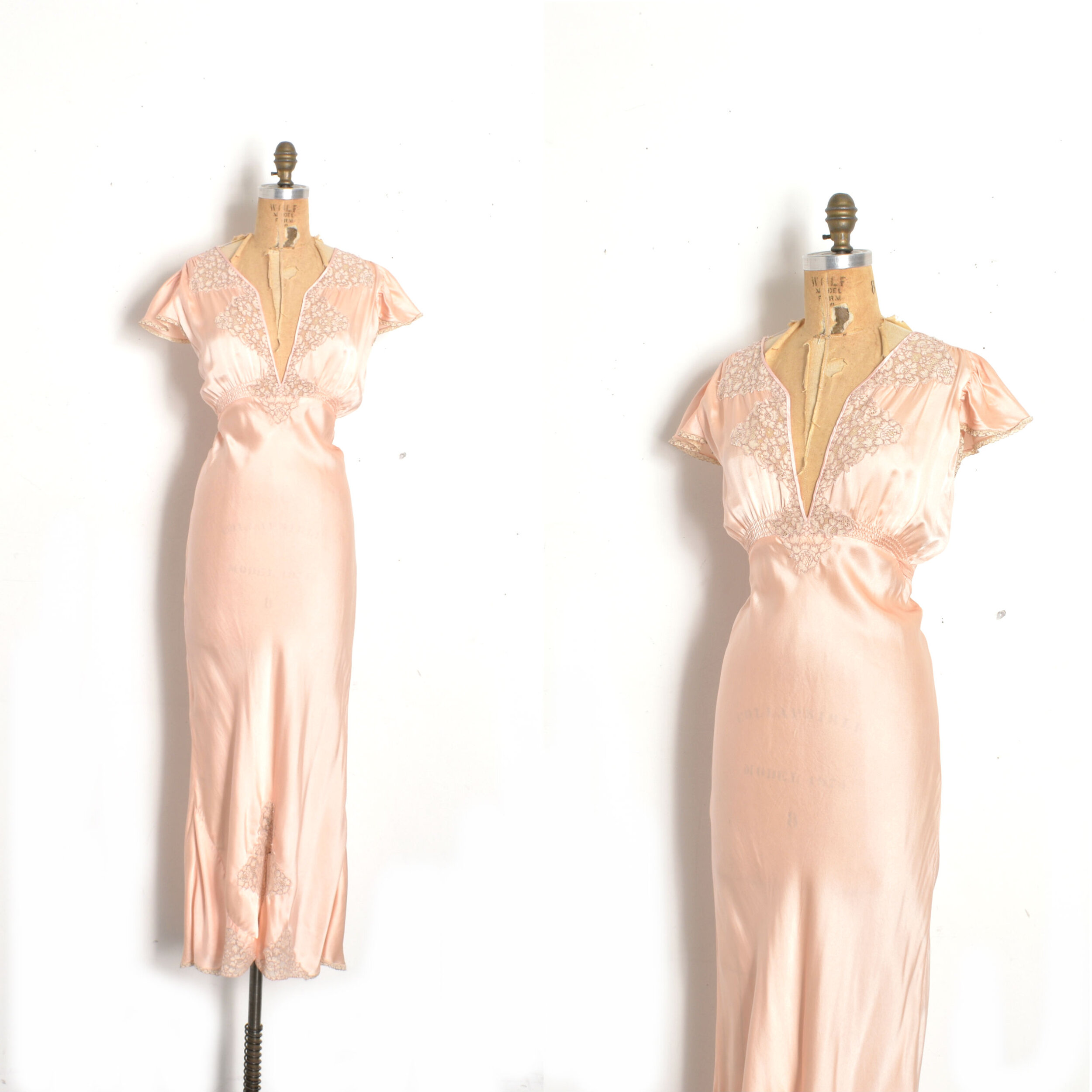 1930s Petal Pink Satin Nightgown-S/M