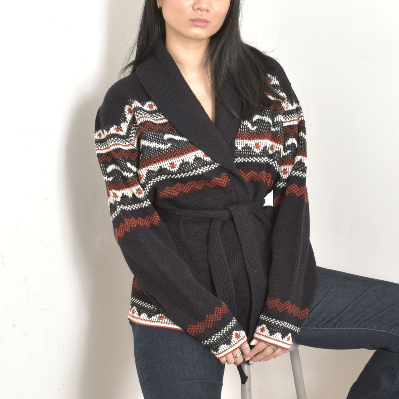 1970s Printed Wrap Sweater-S/M/L