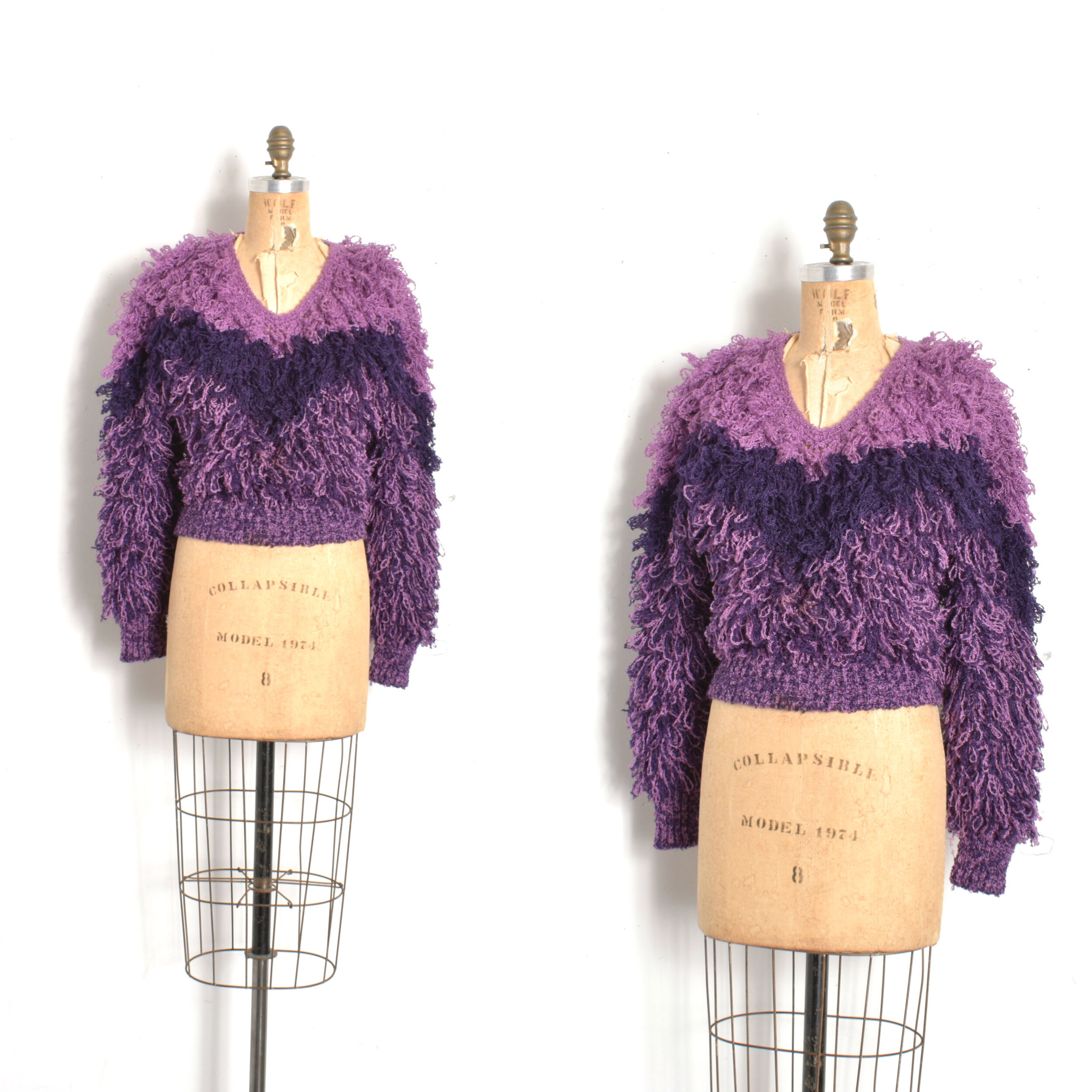 1980s Shaggy Purple Knit Sweater-S/M