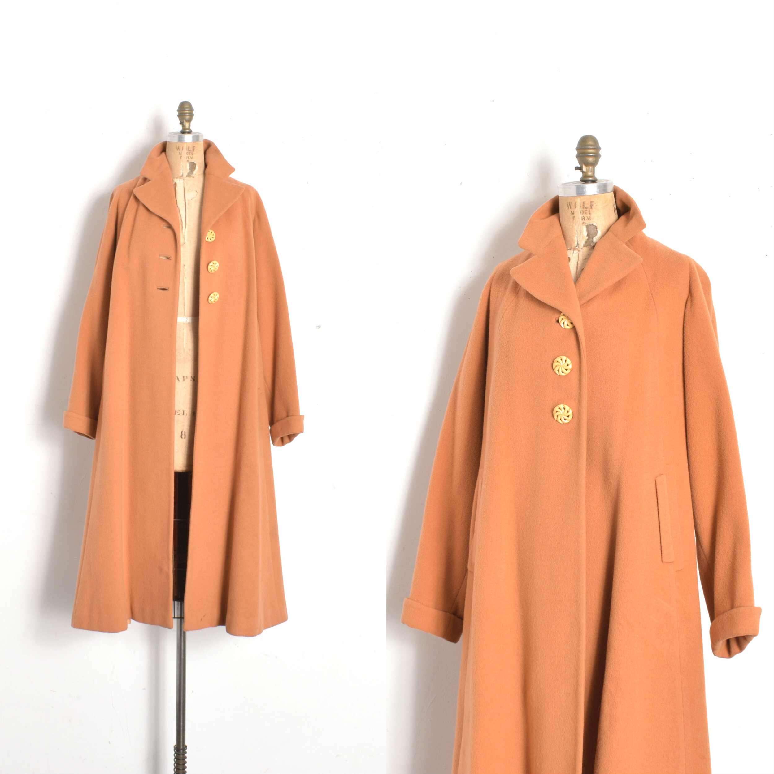 1950s Peach Wool Swing Coat-S/M/L