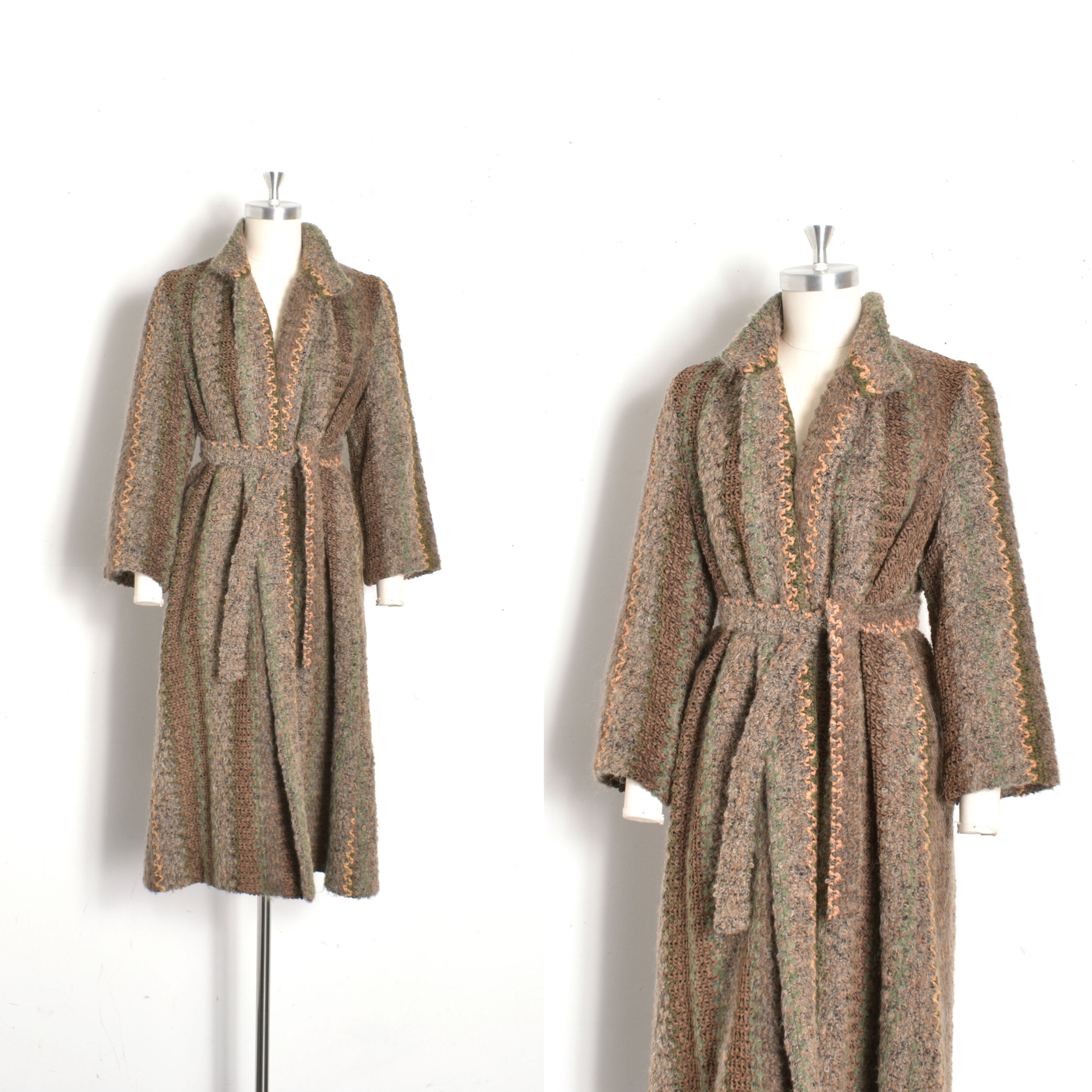 1980s Tan Mohair Knit Sweater Coat-S/M