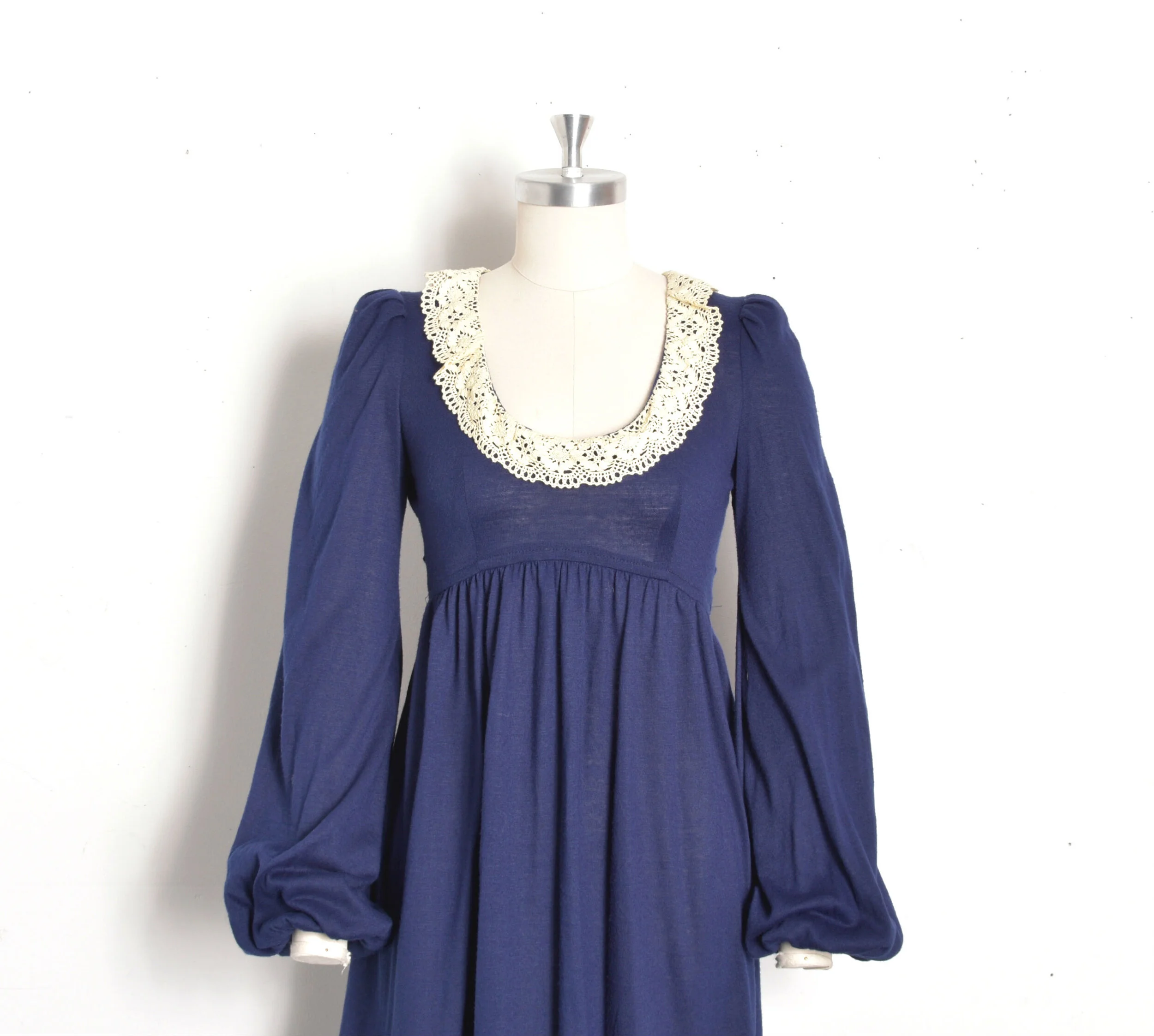 1970s Navy Babydoll Ruffle Dress-XS/S  La Poubelle Vintage