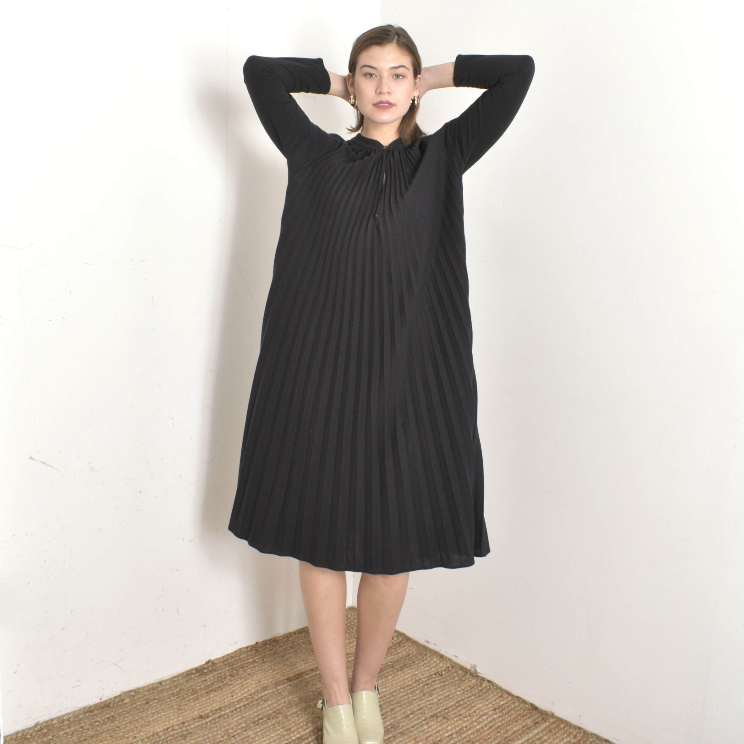 1970s Pleated Knit Trapeze Dress-S/M/L  La Poubelle Vintage
