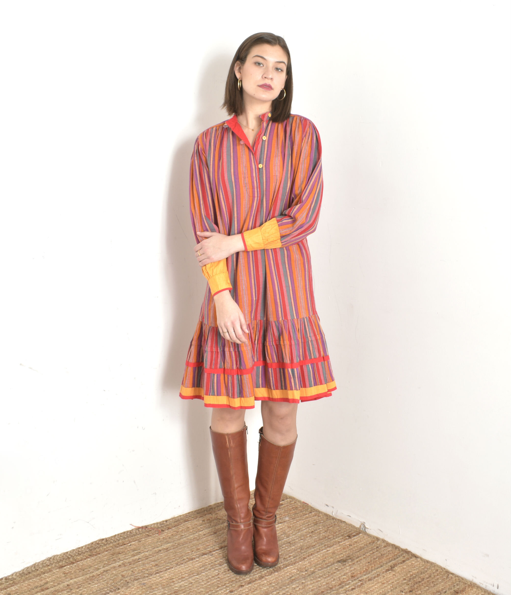 1980s Striped Cotton Tent Dress-S/M/L