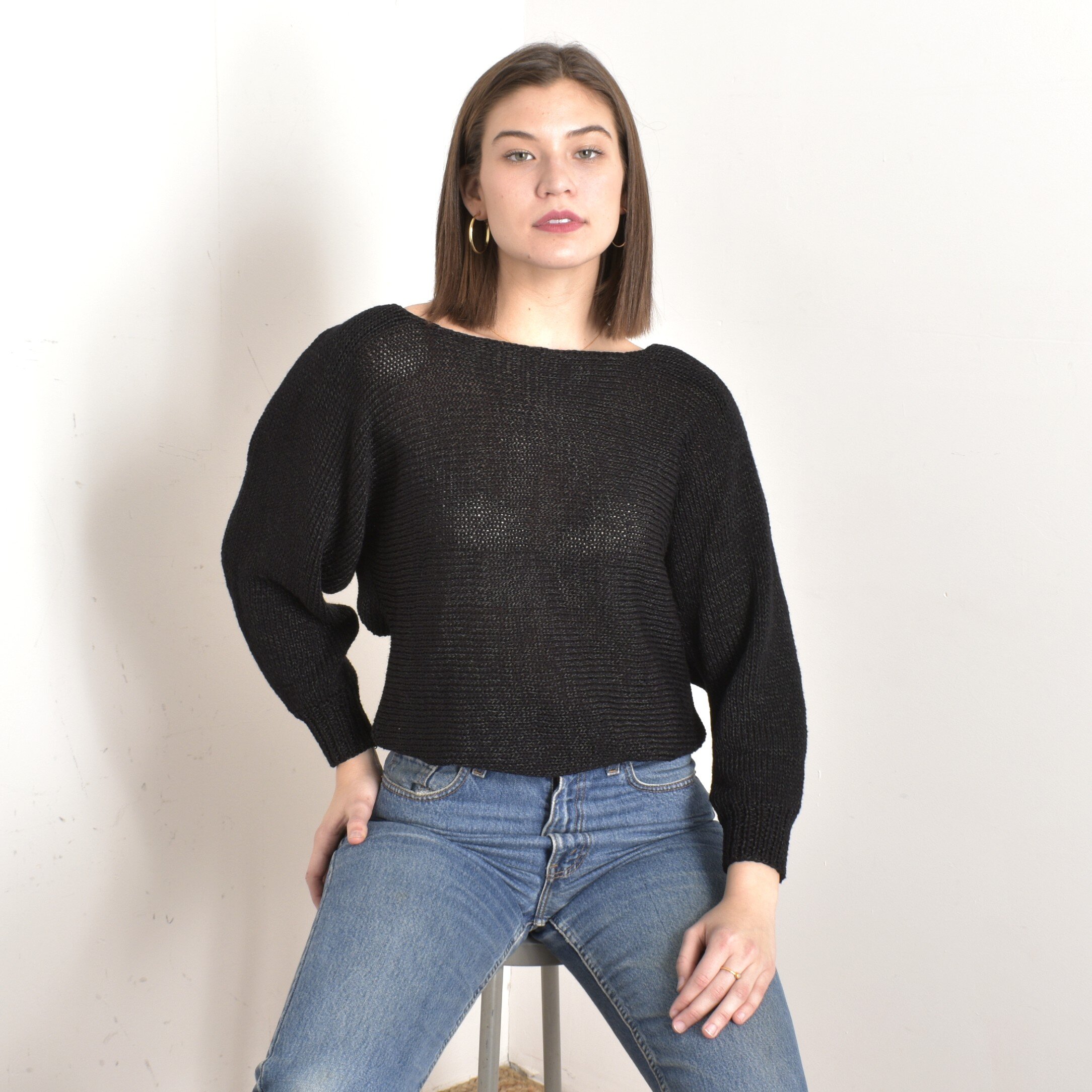 1980s Rayon Knit Slouchy Sweater-M/L