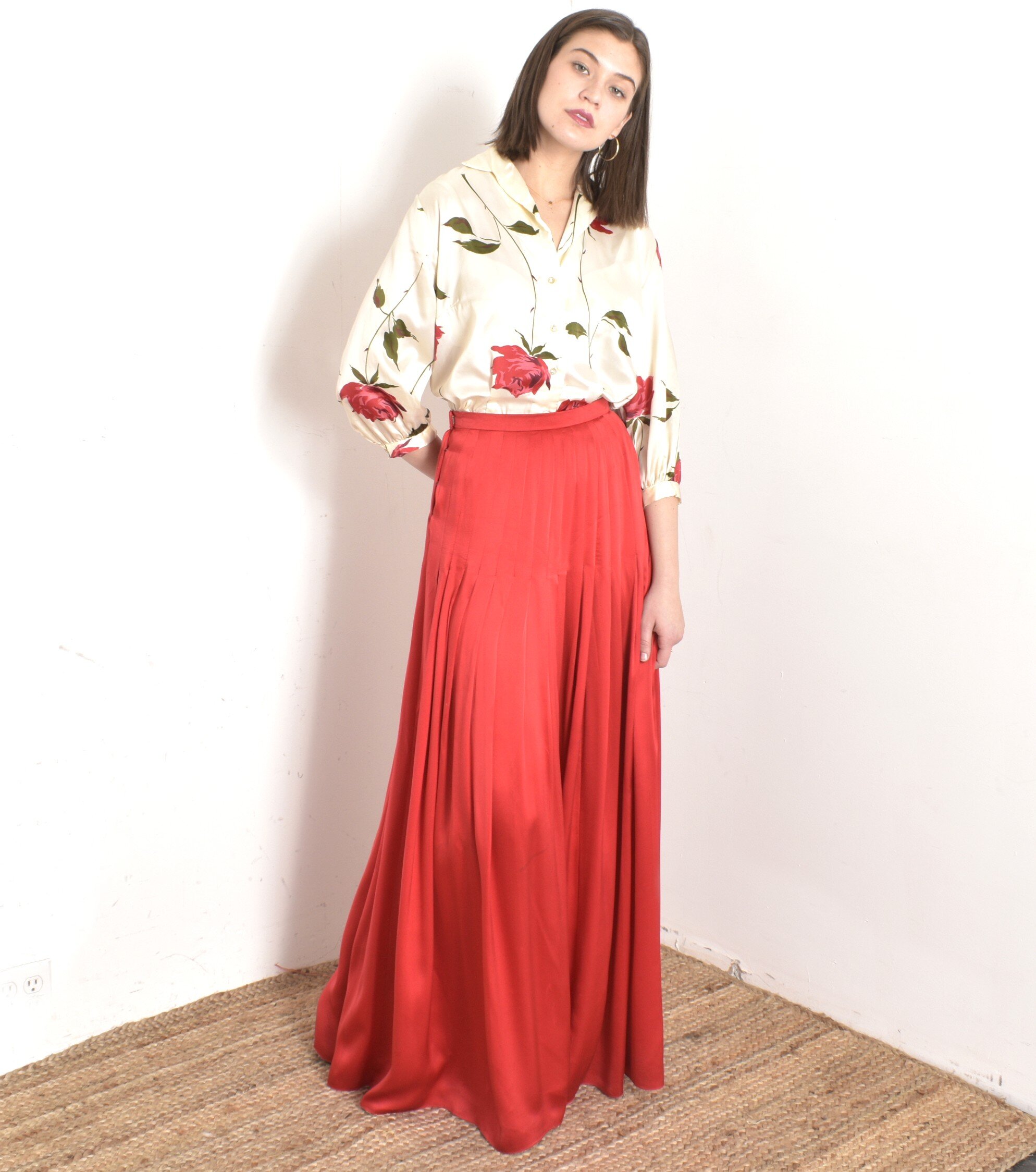 Sold on layaway...1980s Oscar de la Renta Silk Maxi Skirt-small