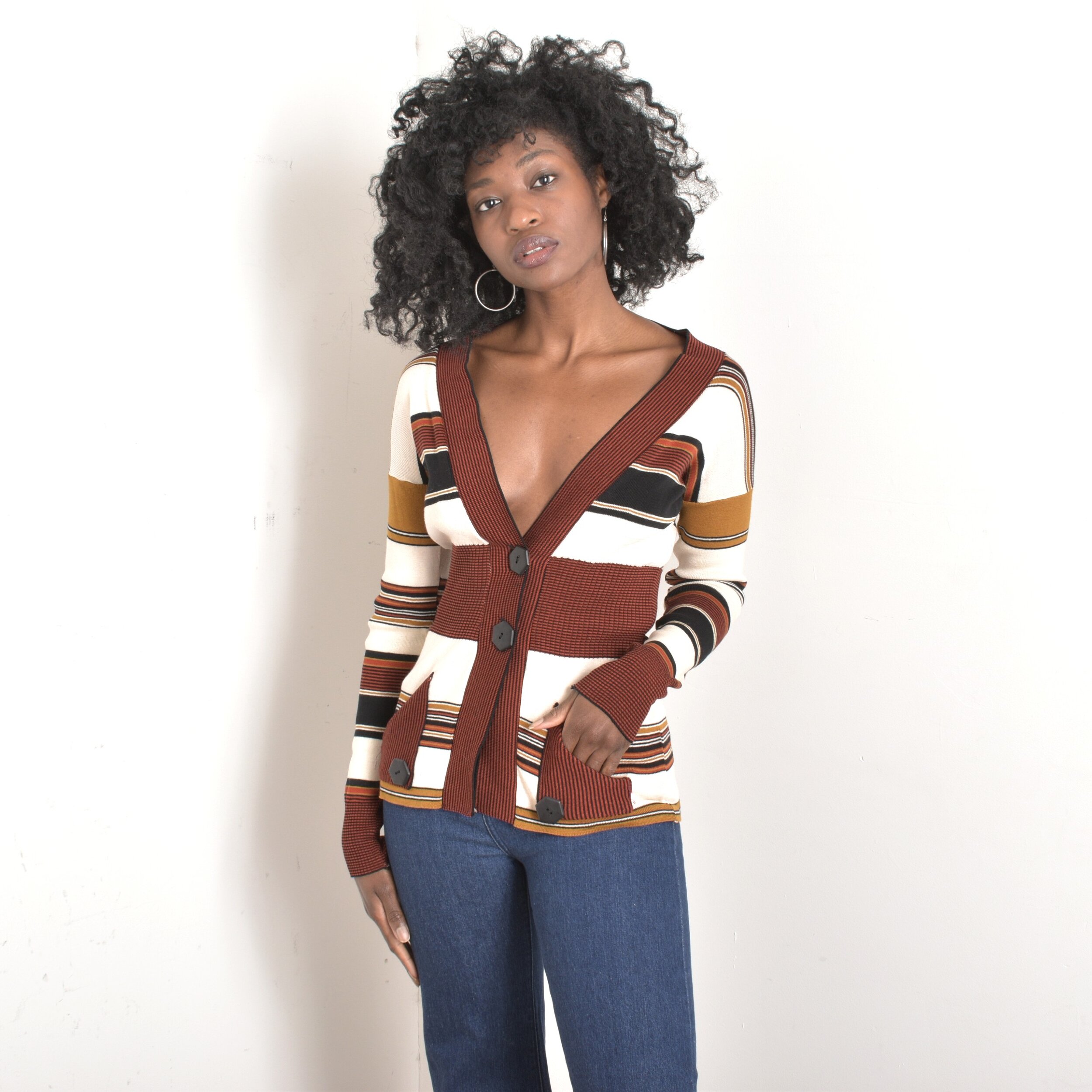 1970s Striped Cardigan-small