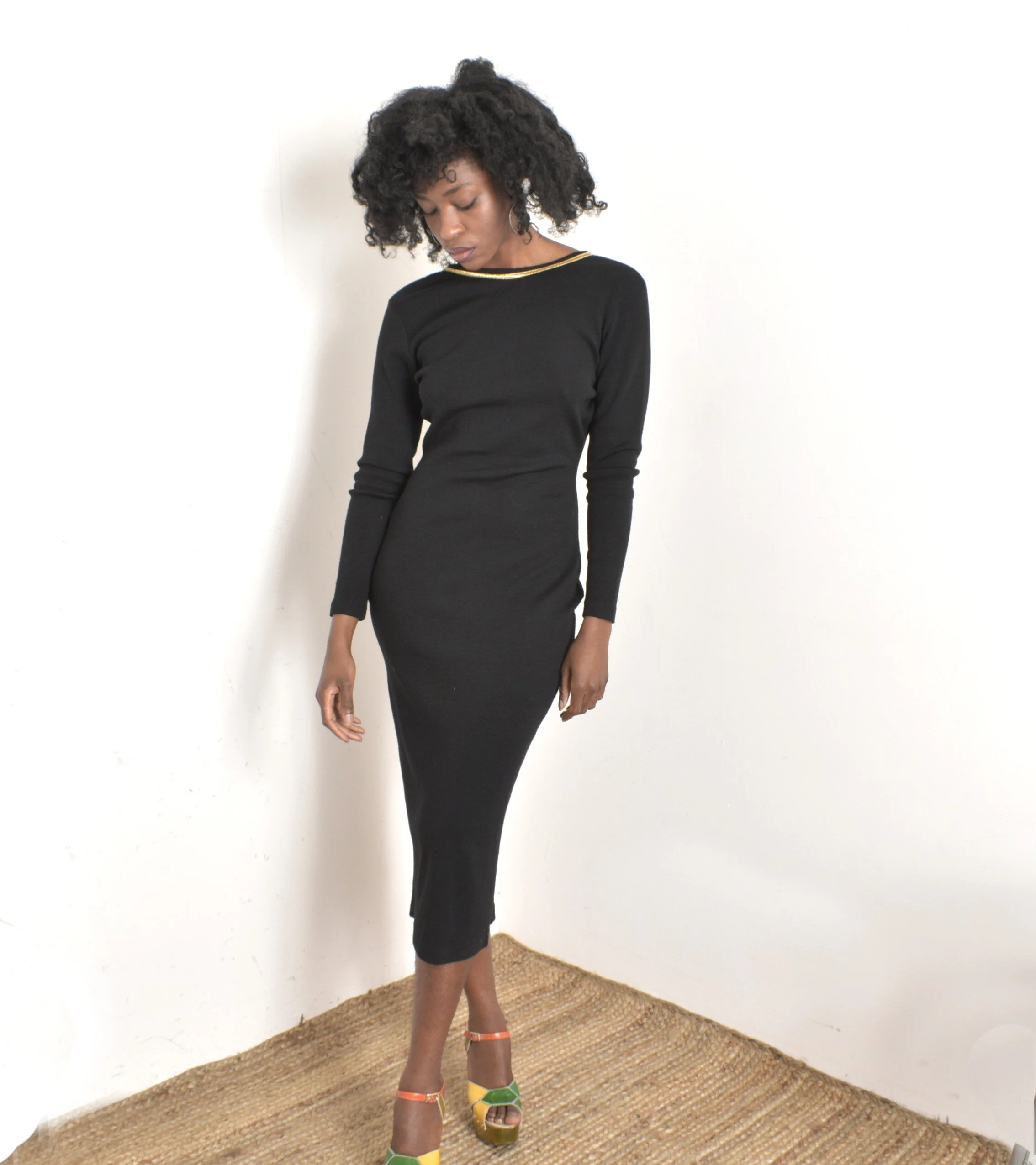 1980s Andrea Jovine Backless Knit Dress-M/L  La Poubelle Vintage