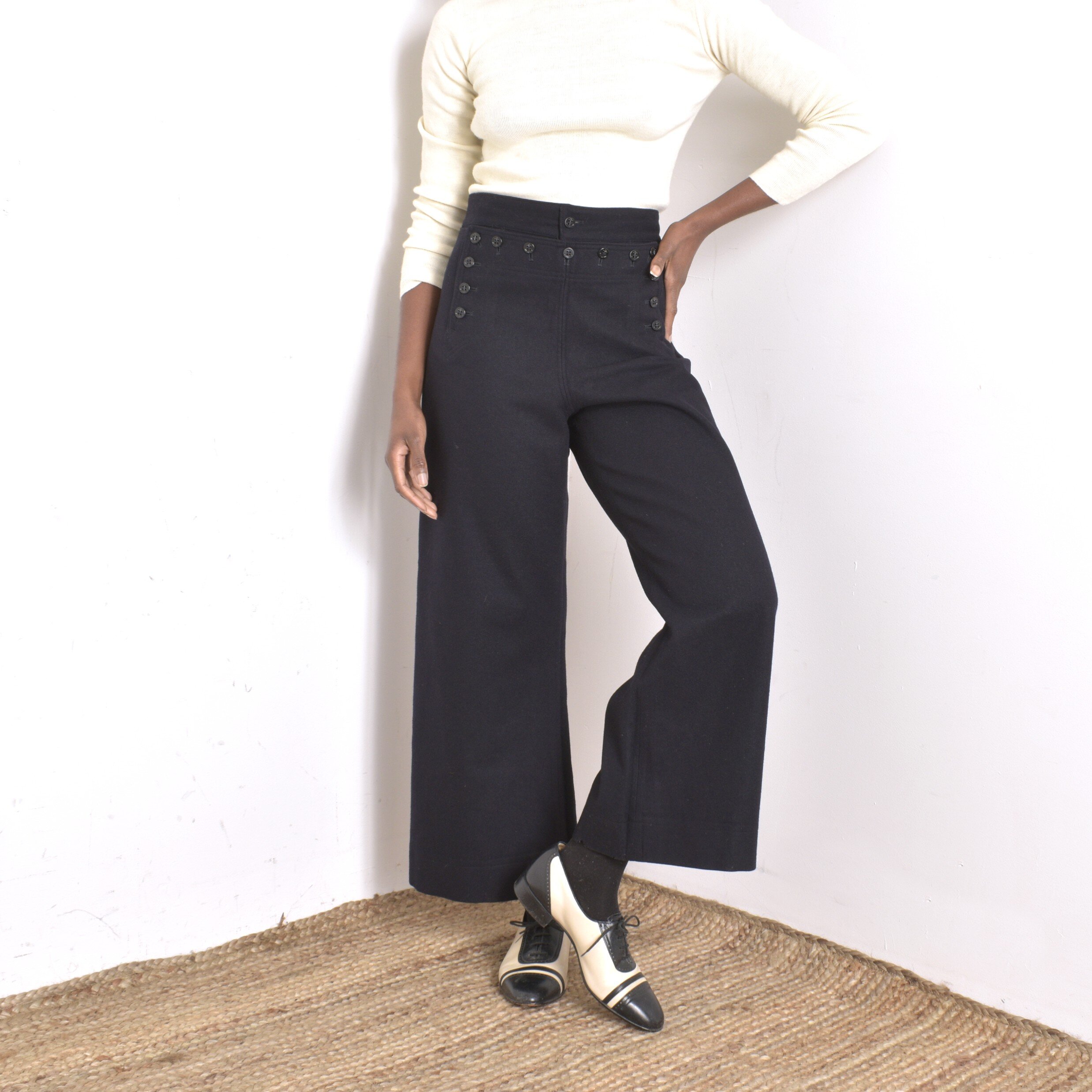 Vintage Wool Sailor Pants-medium