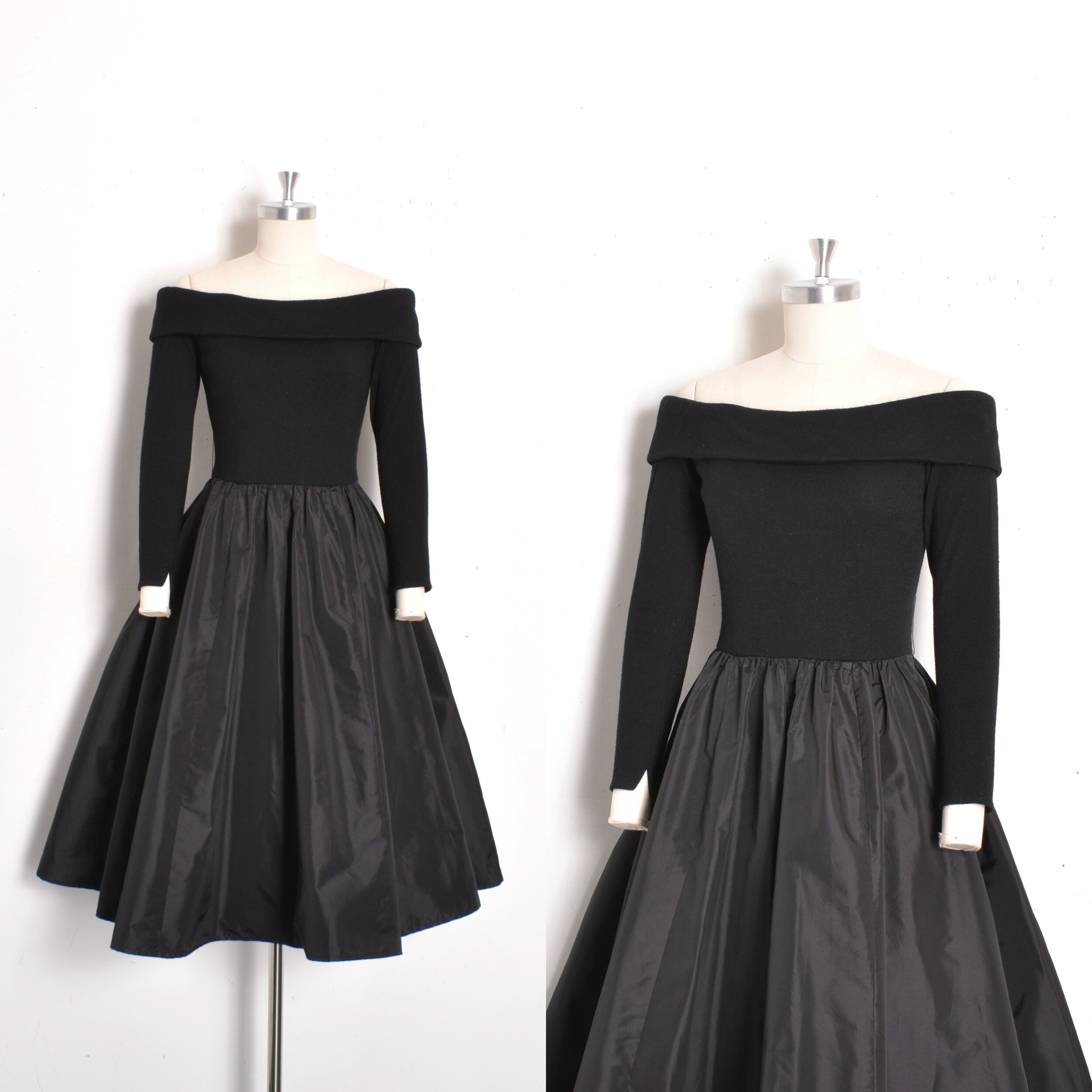 1980s Victor Costa Wool Party Dress-XS/S