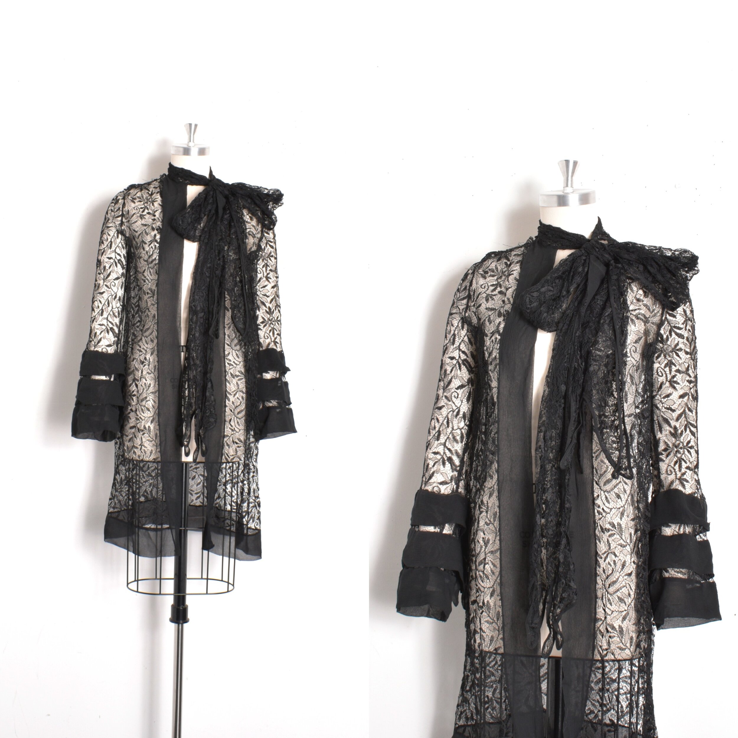 1920s Tie Neck Lace Jacket-small