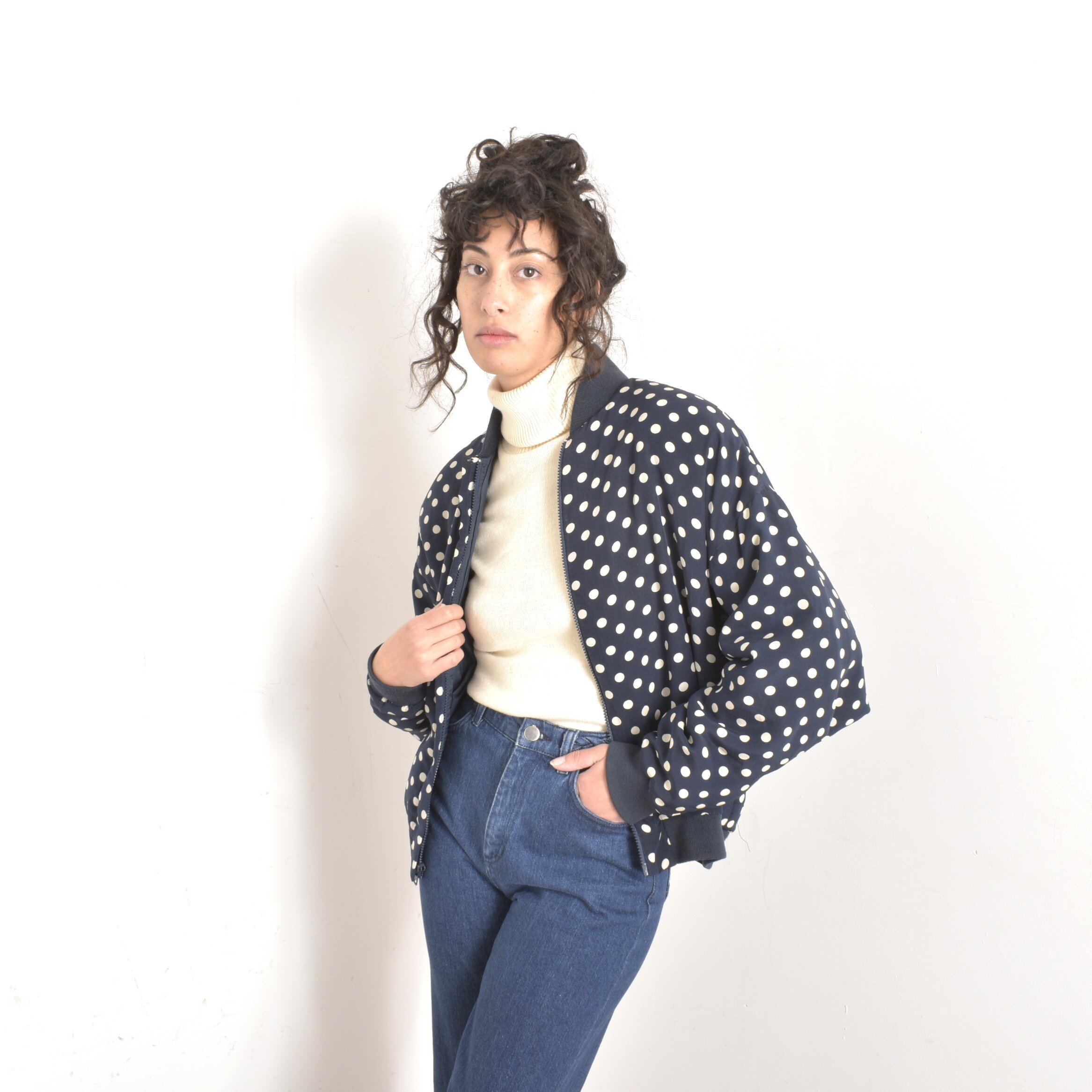 1980s Bill Blass Silk Bomber Jacket-S/M