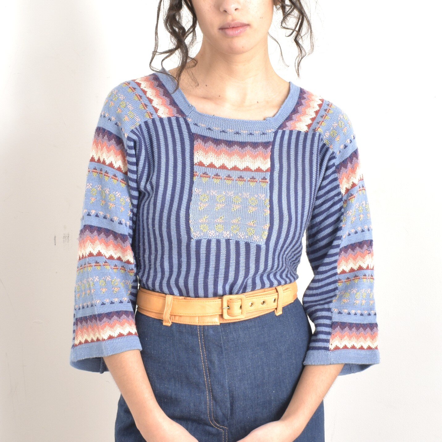 1970s Graphic Print Novelty Sweater-small