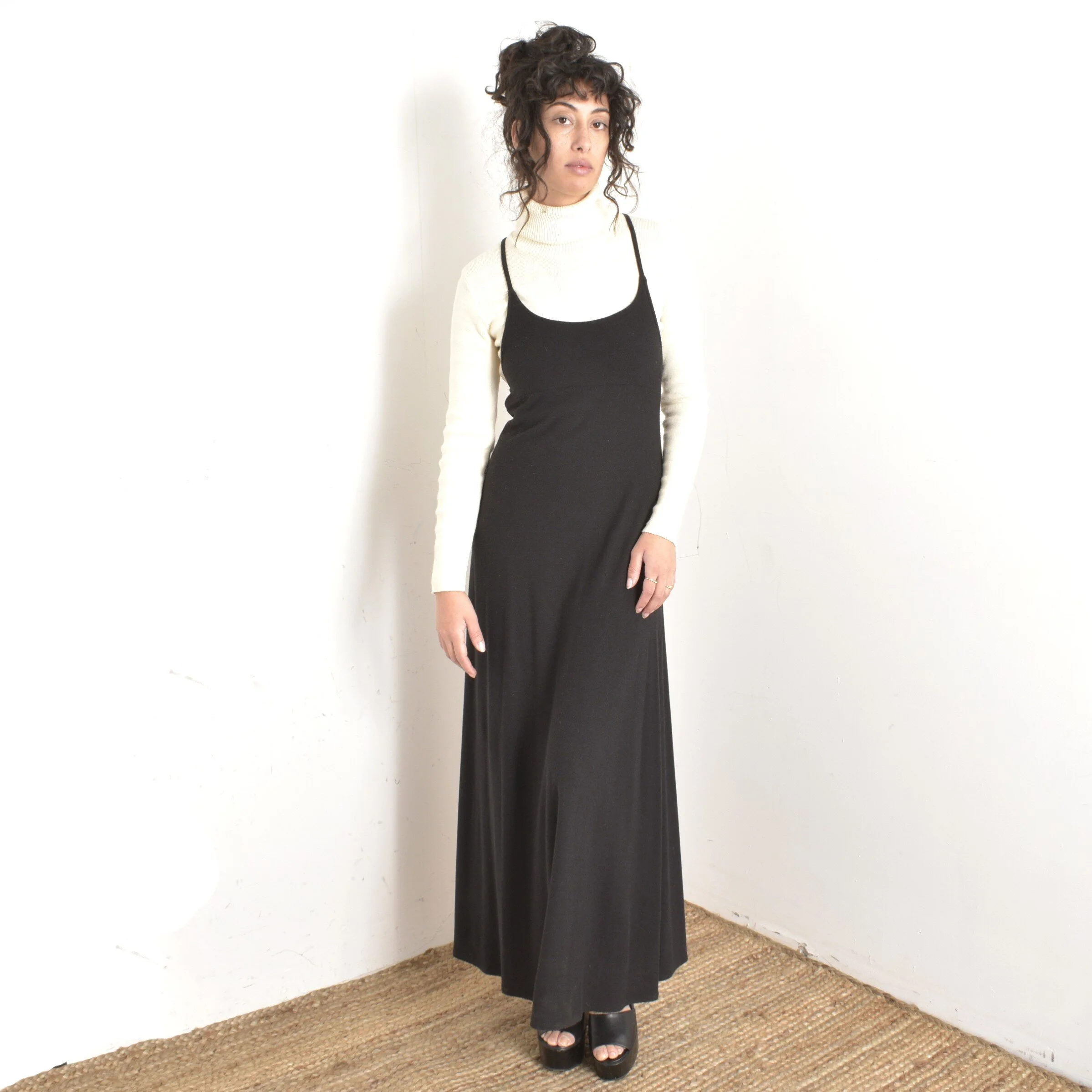 90s Drapey Tie-Back Maxi Dress-XS/S/M  La Poubelle Vintage