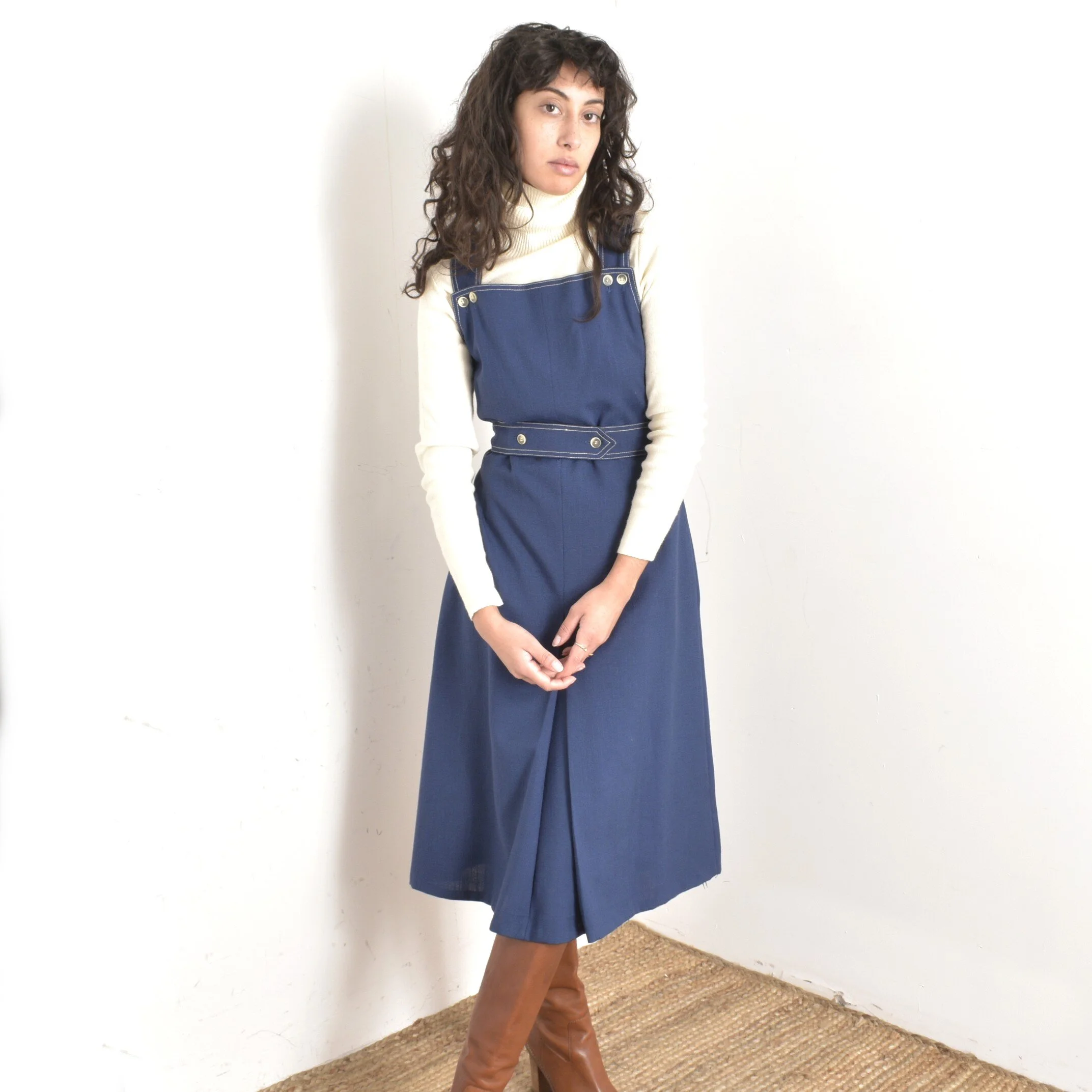 navy dress blue jumper Navy Corduroy Graycen Jumper Dress – Classic Whimsy main image 1