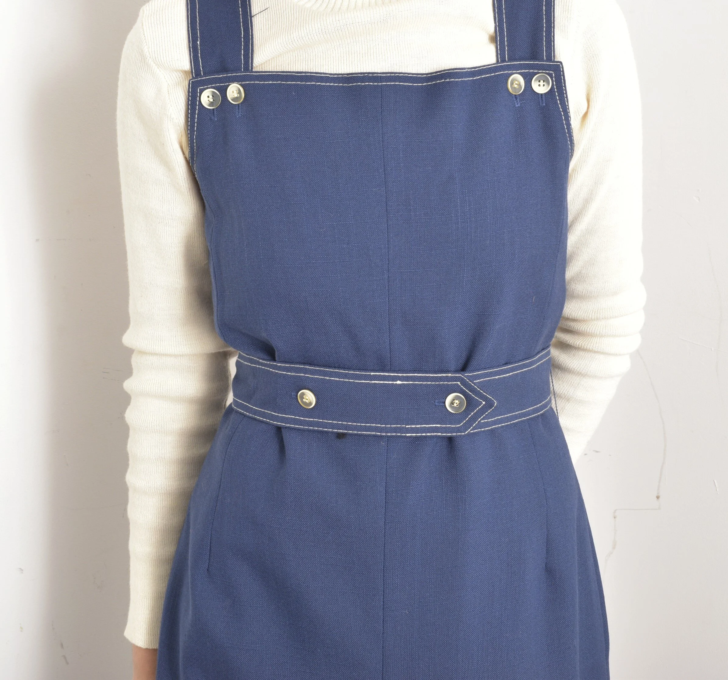 1960s Navy Belted Jumper Dress-M/L La Poubelle Vintage 1960s Navy Belted Jumper Dress-M/L La Poubelle Vintage
