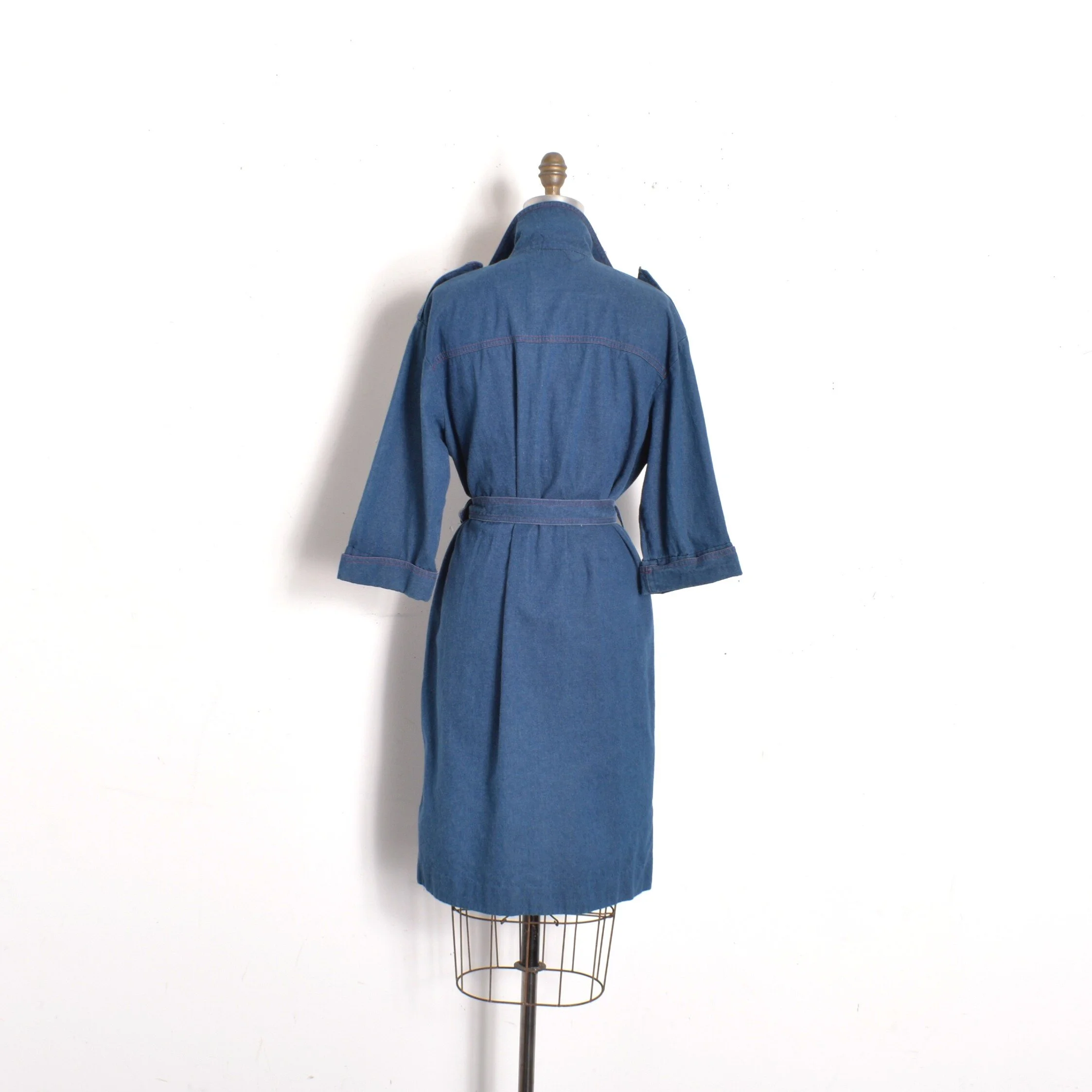 1980s Belted Denim Trench Dress-large  La Poubelle Vintage