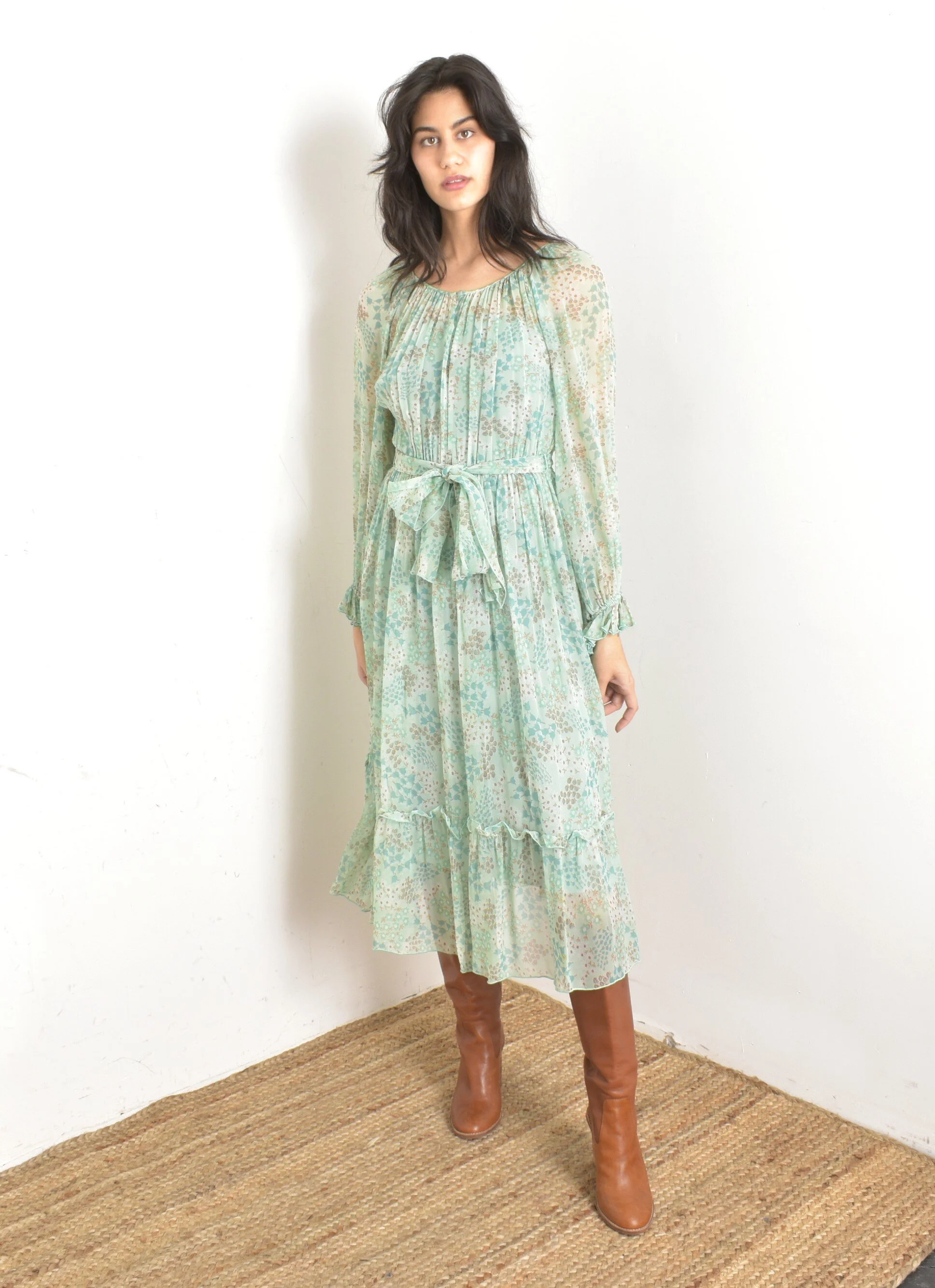 white christmas dresses Ethereal 70s Billowing Sleeve Chiffon Maxi Dress by Feminette – The Pansy  Garden