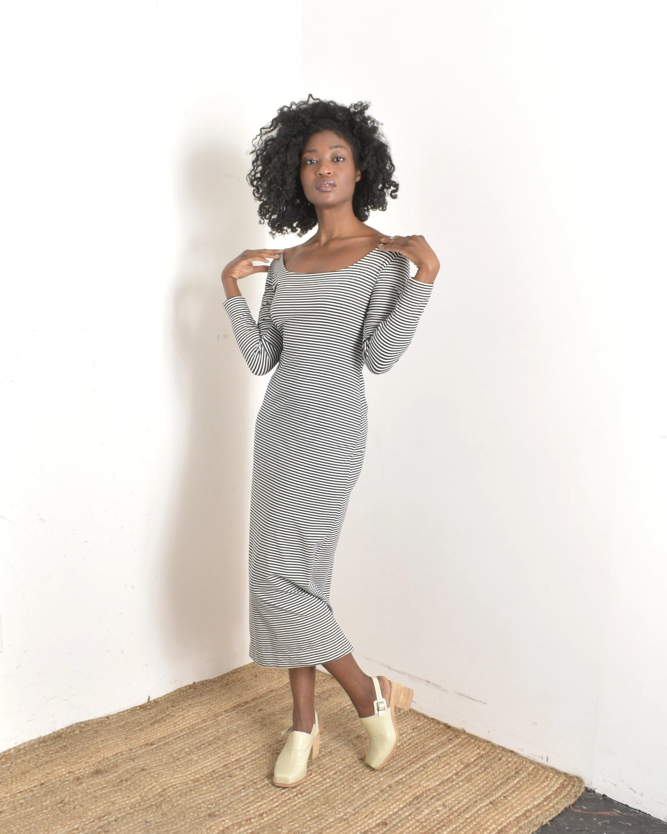 90s Navy Striped BodyCon Dress-S/M La Poubelle Vintage 90s Navy Striped BodyCon Dress-S/M La Poubelle Vintage