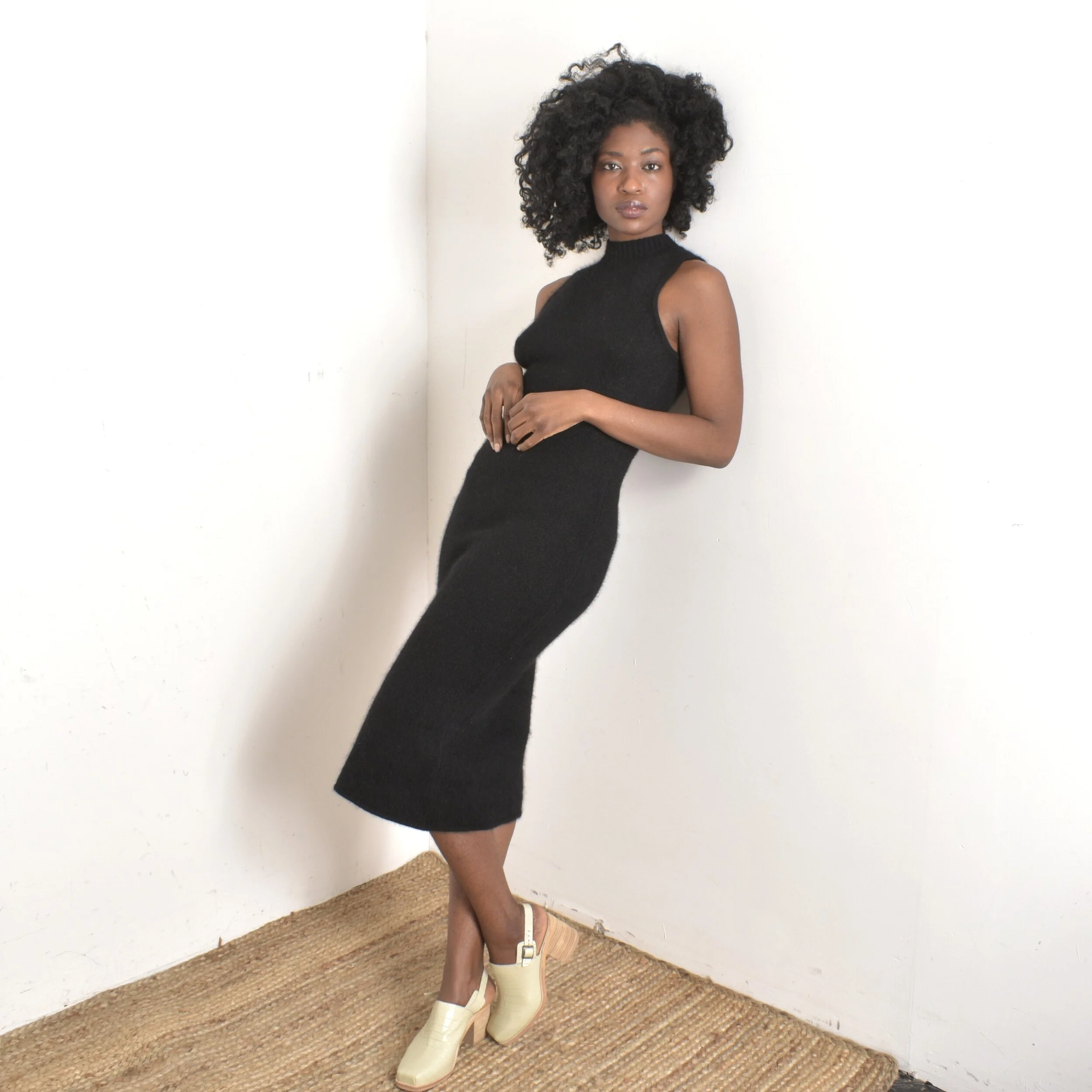 navy blue dress for baby girl 90s Black Angora Sweater Dress-XS/S/M — La Poubelle Vintage
