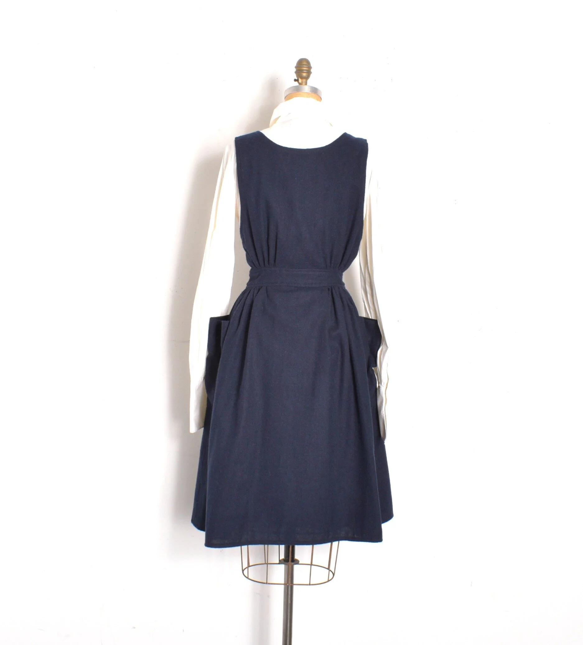 knee length dresses for ladies Navy Blue Pinafore Dress 9