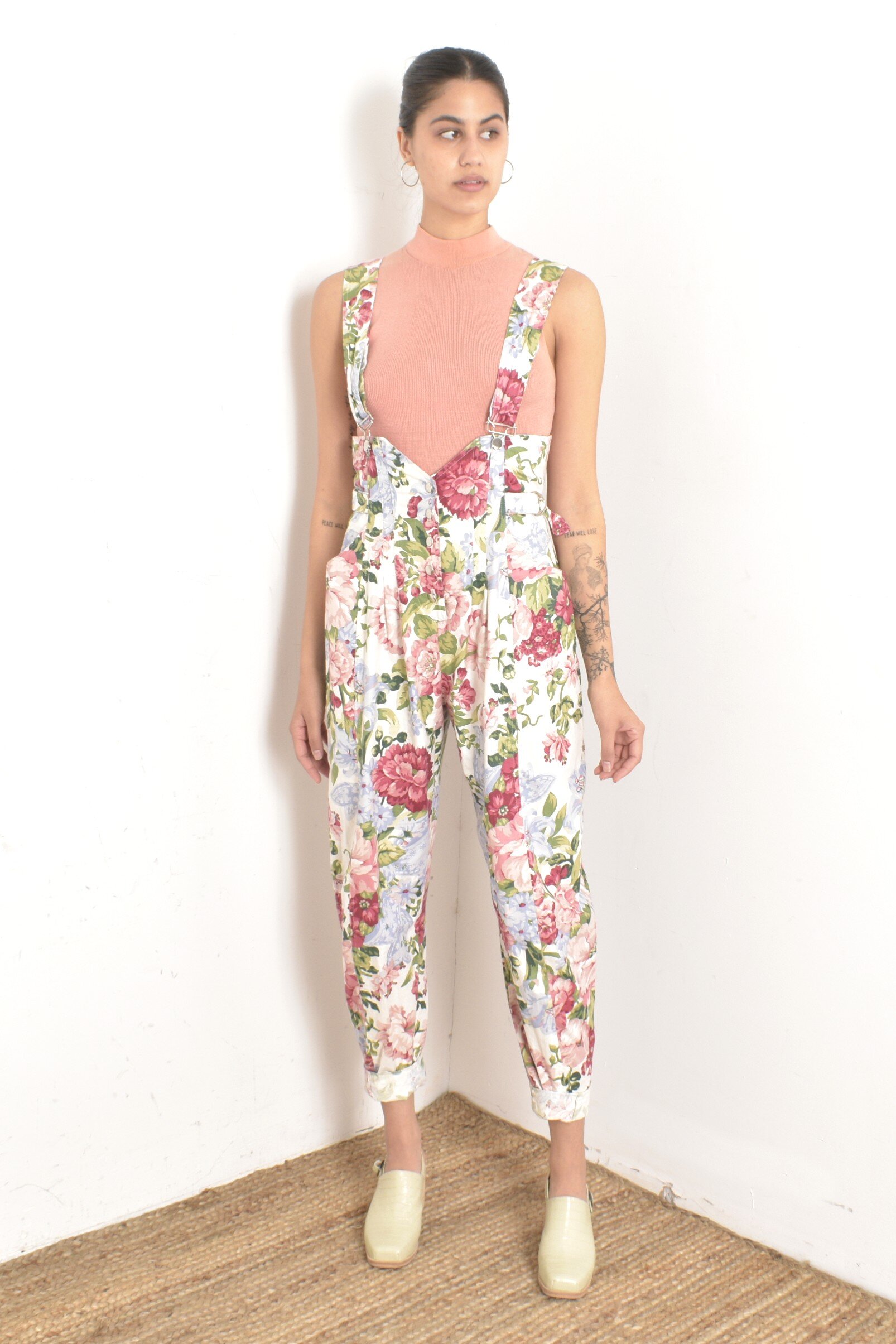 1980s karen alexander floral overalls3.jpeg