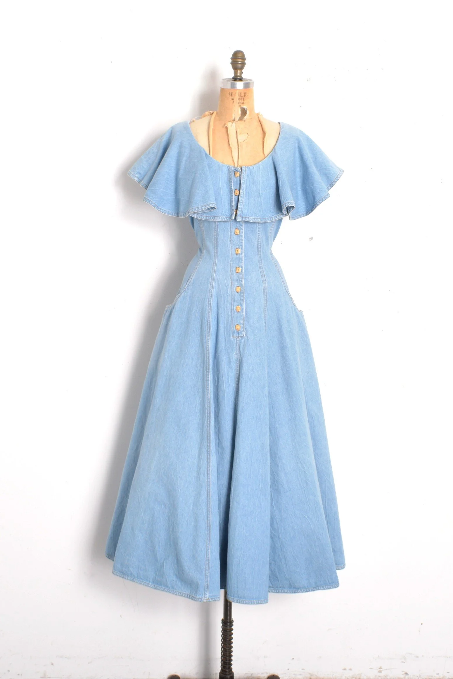 blue dress for baby girl 90s Denim Button Front Sleeveless Mini Dress main image 1