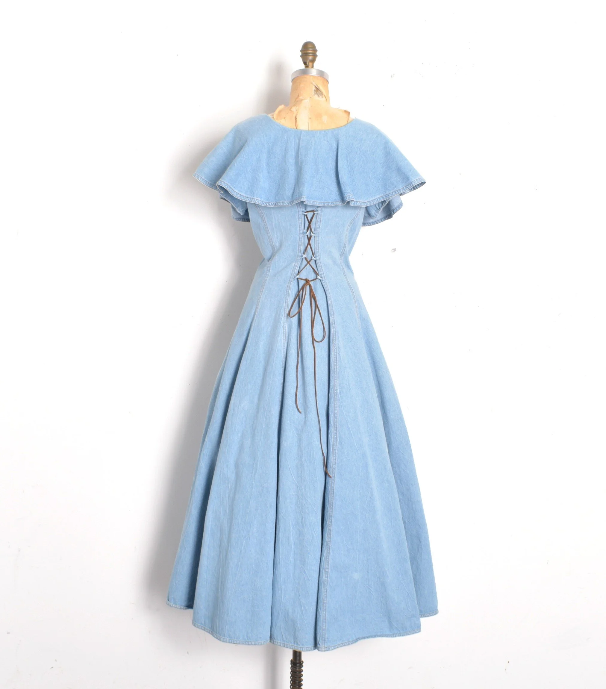 90s Light Denim Ruffle Dress-large  La Poubelle Vintage