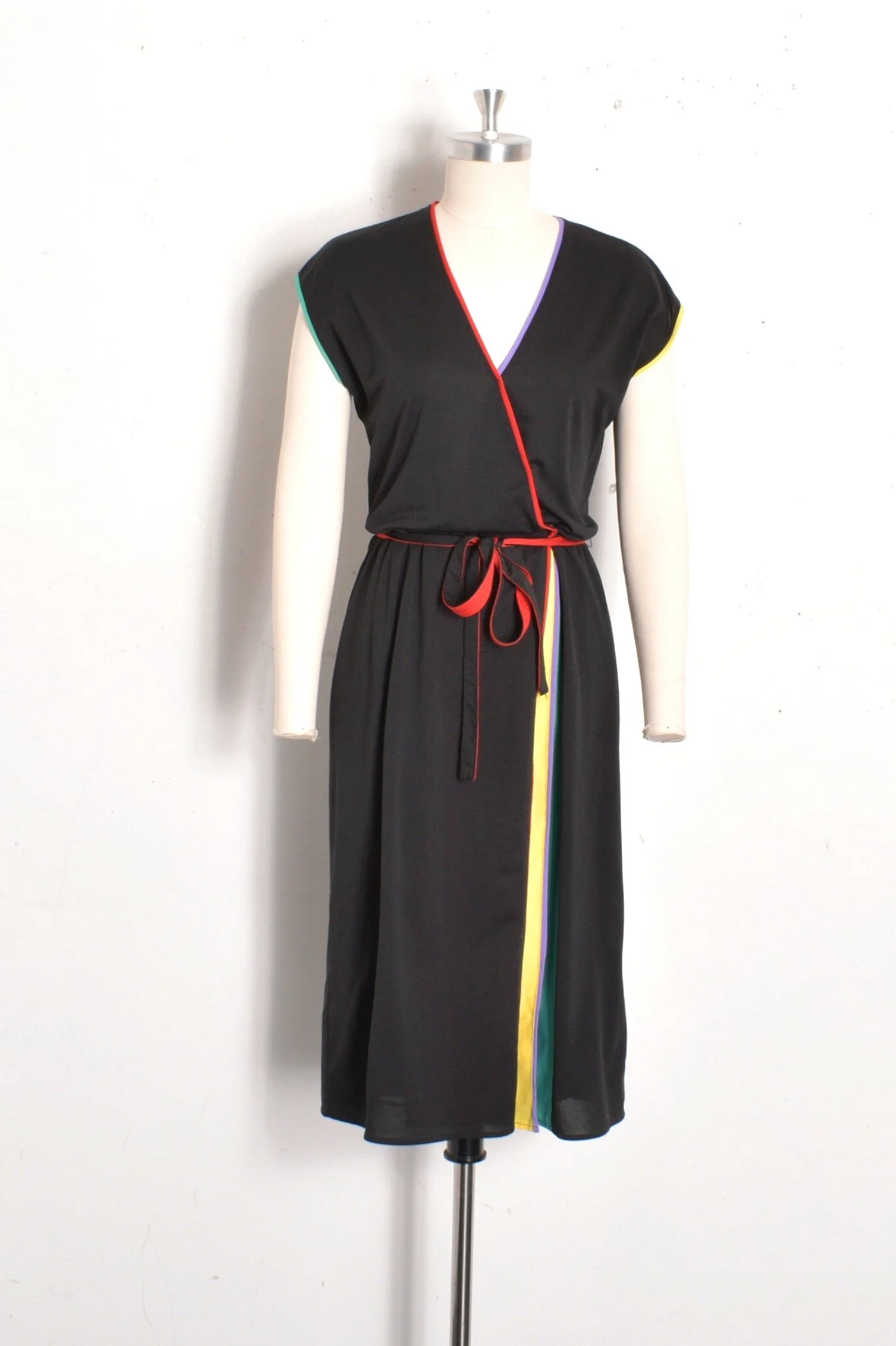 rainbow black dress Rainbow of California Vintage Wool Colorblock Rainbow Bust Dress  Amarcord  Vintage Fashion